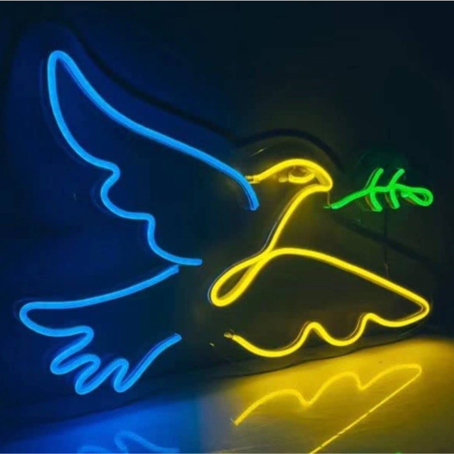 Lovely Bright Blue / Yellow Dove Bird LED Night Light Room Wall Decoration