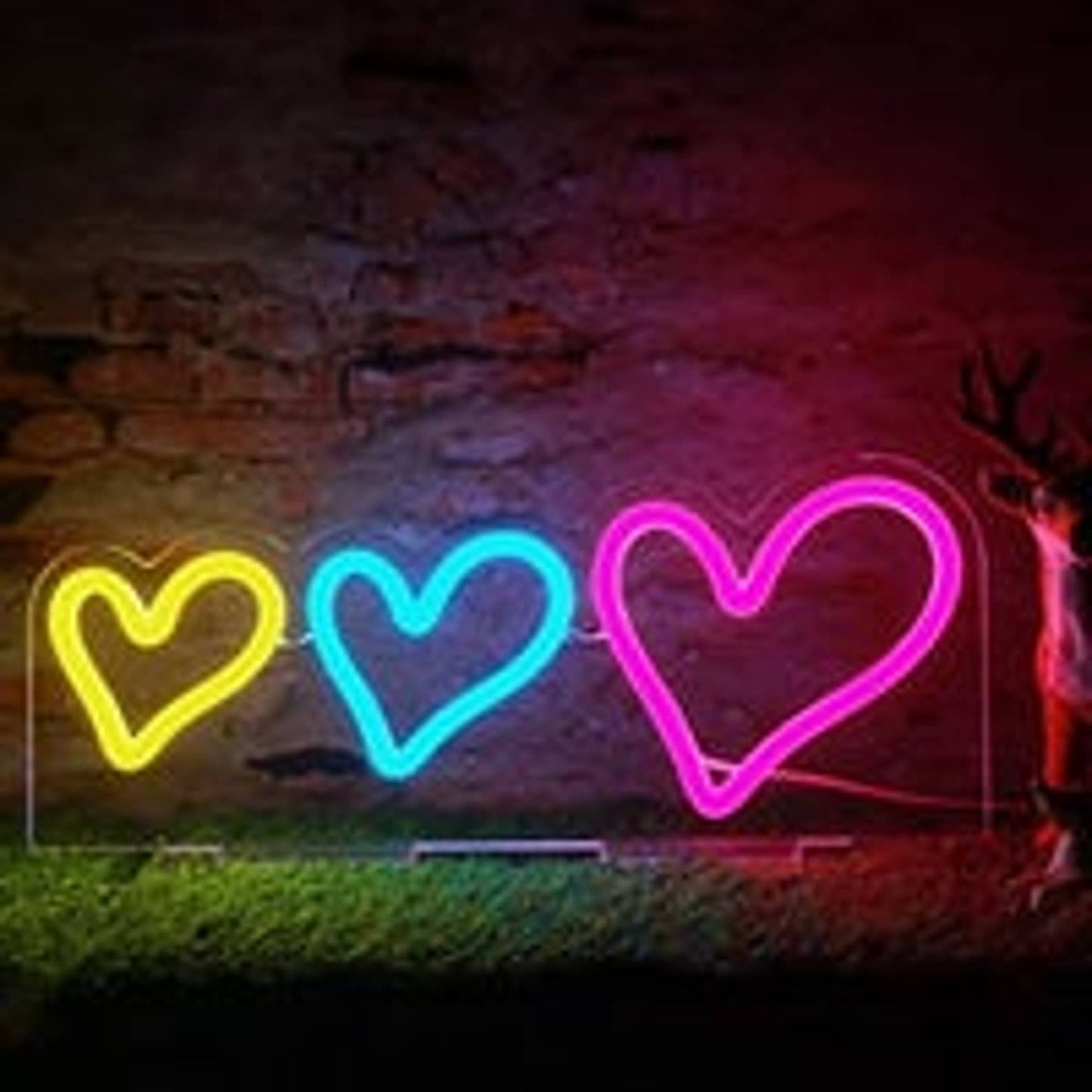 Lovely Bright Color 3 Hearts LED Night Light Room Wall Decoration