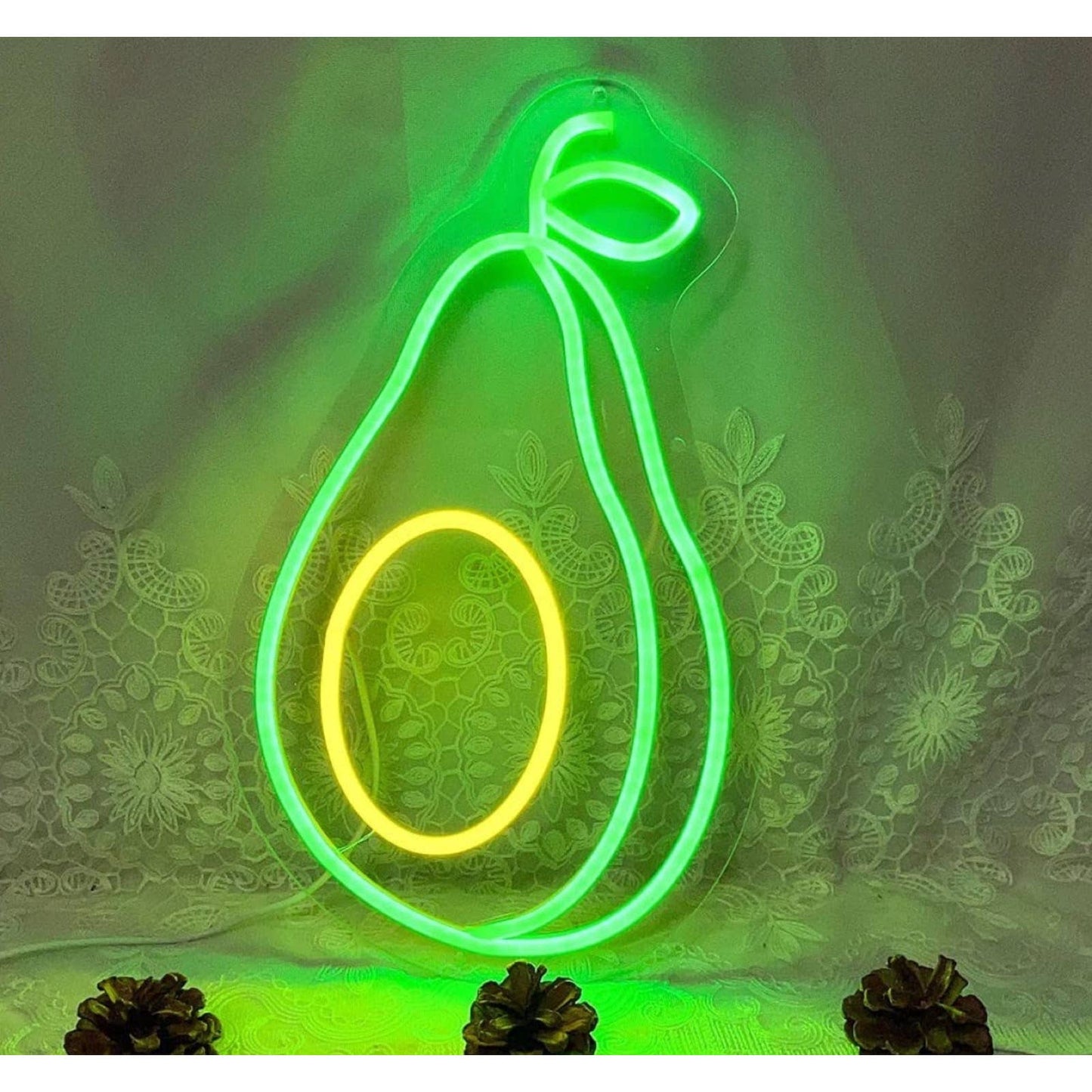 Tasty Bright Green / Yellow Avocado LED Night Light Room Wall Decoration
