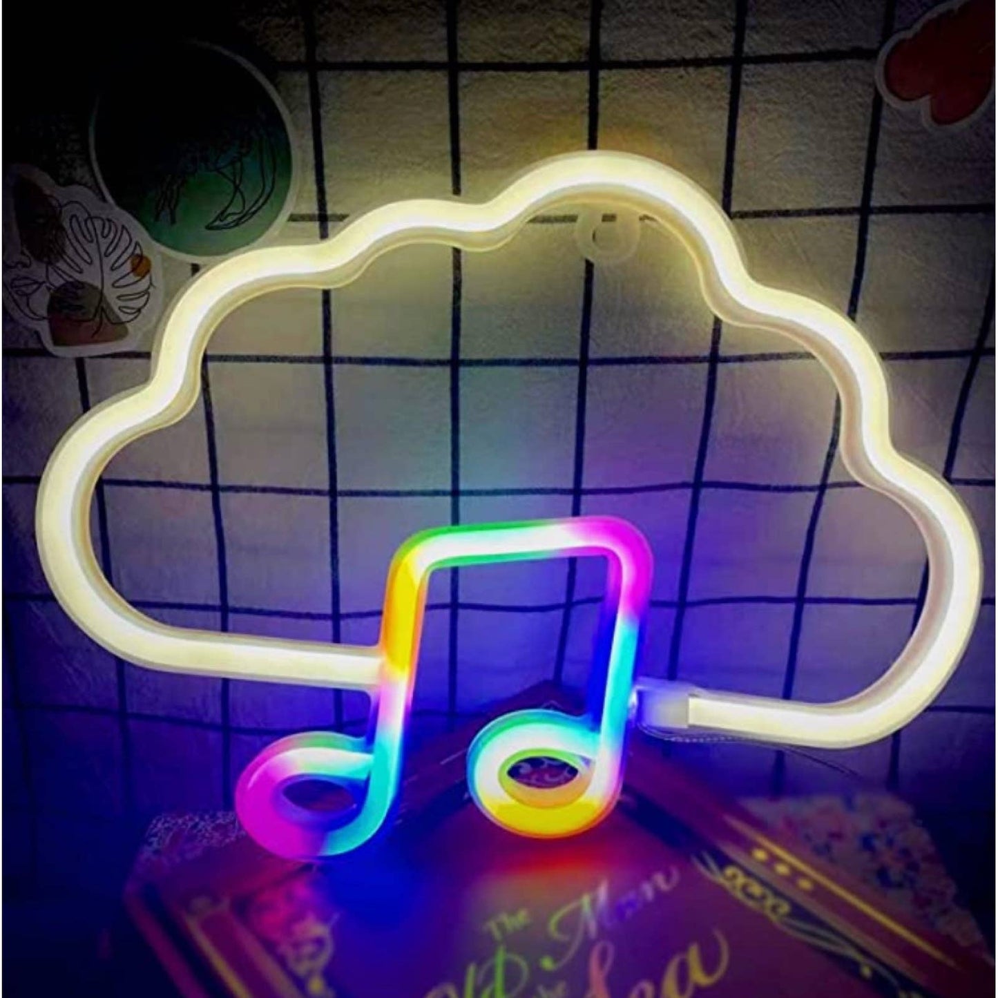 Fun Bright Rainbow Musical Note Cloud LED Night Light Room Wall Decoration