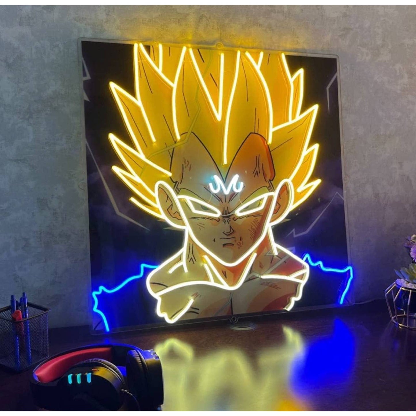 Bright Super Saiyan Majin Vegeta LED Light Dragon Ball Z Wall Art Anime Decor