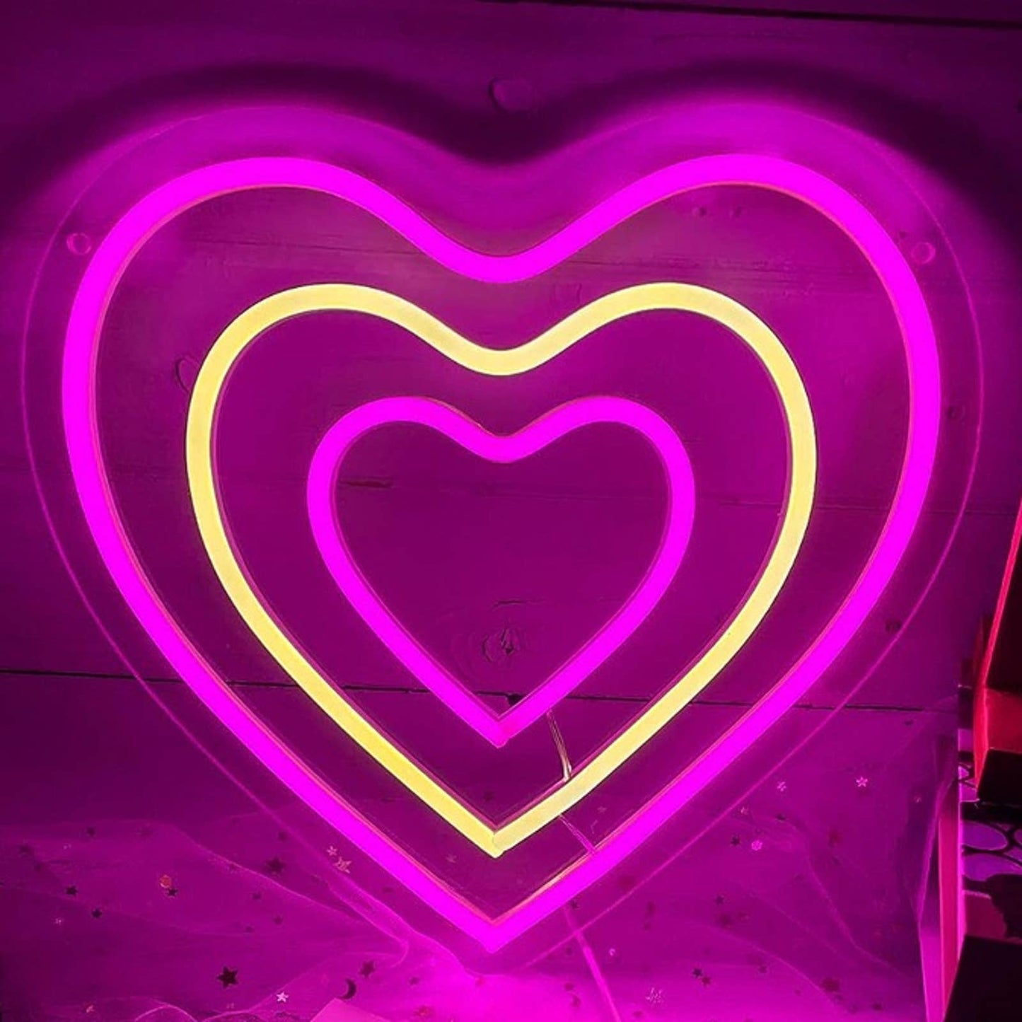 Lovely Bright & Warm White Heart LED Night Light Room Wall Decoration