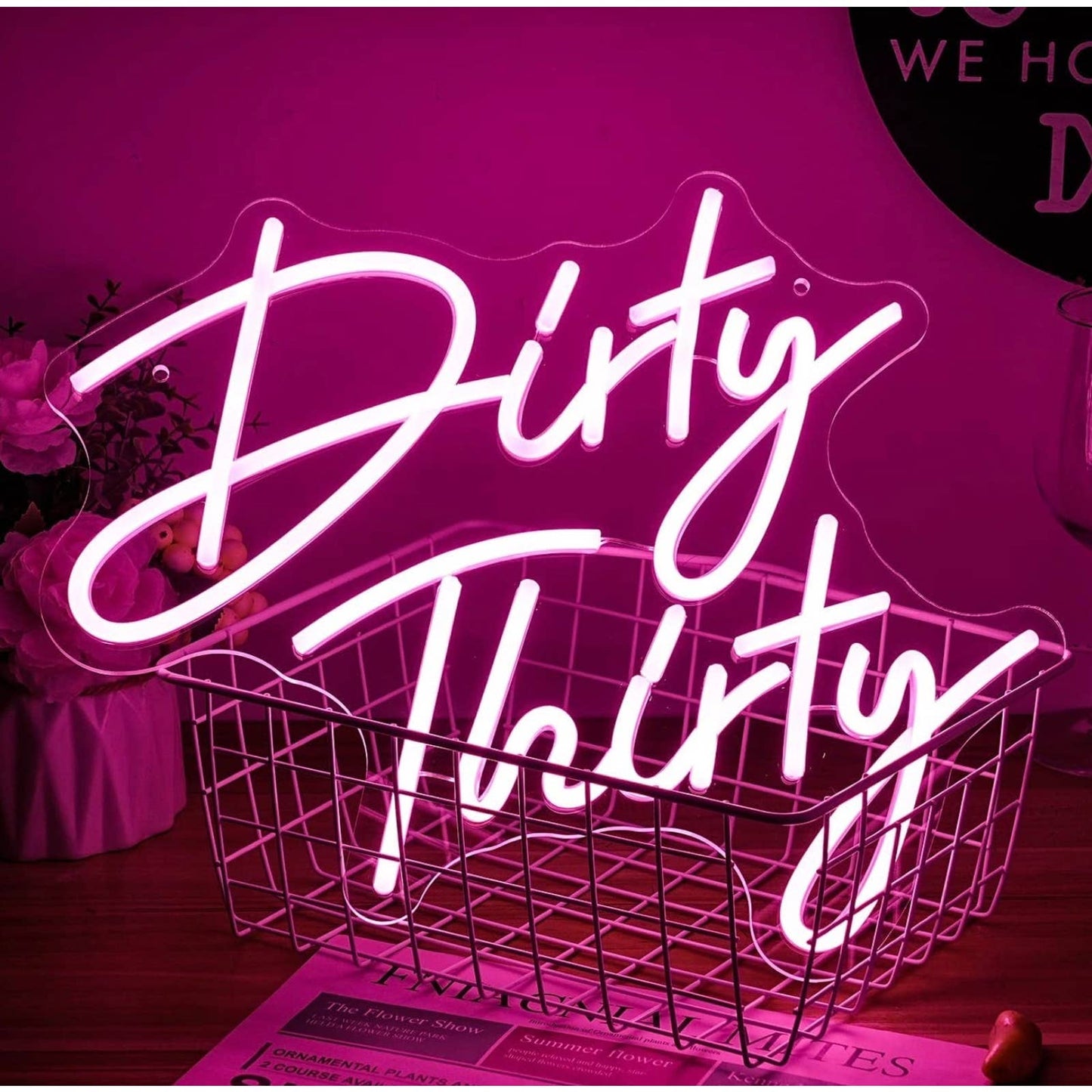 Fun Bright Pink “Dirty 30” LED Night Light Party Room Wall Decoration