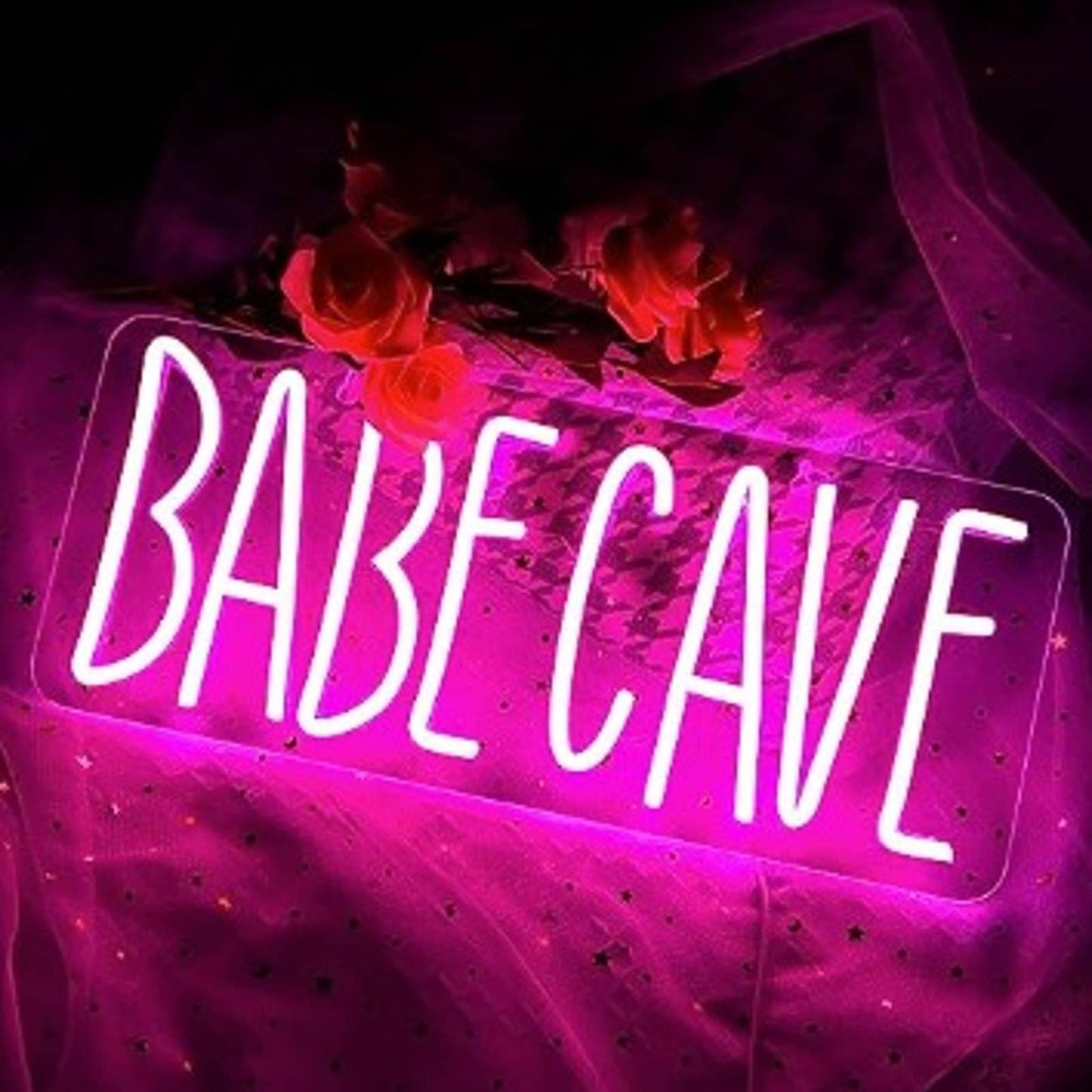 Fun Vivid Bright Pink BABE CAVE LED Night Light Sign Room Wall Decoration