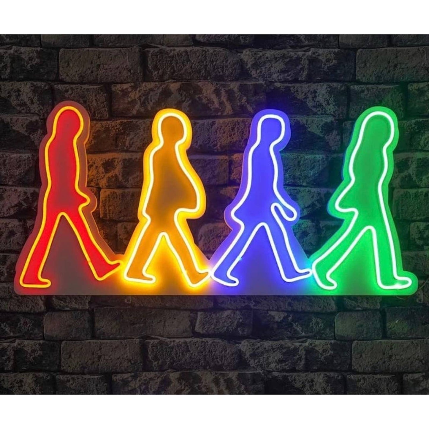 Large Bright Colorful Beatles LED Night Light Music Room Wall Decoration