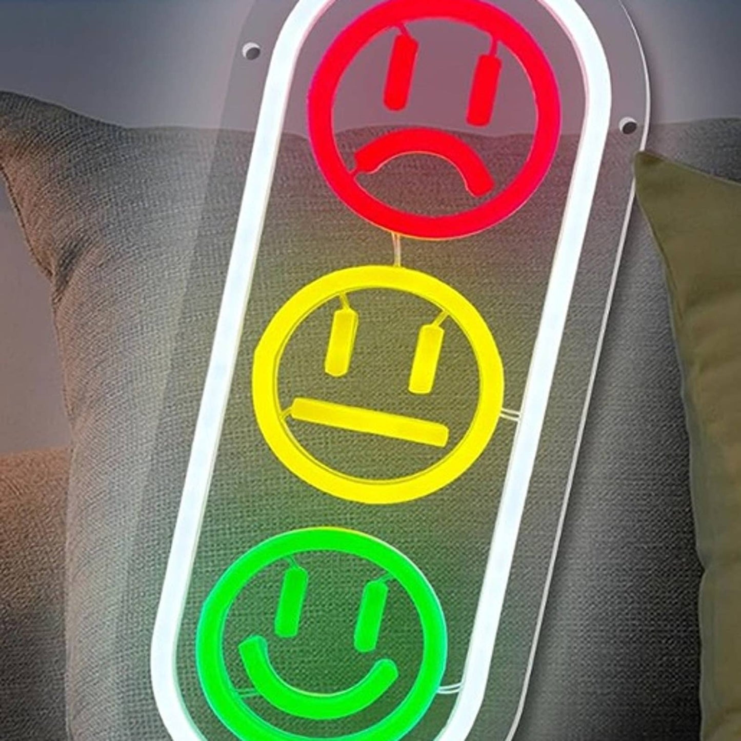 Fun Red, Yellow & Green Smiley Face Traffic Light LED Night Light Room Decor