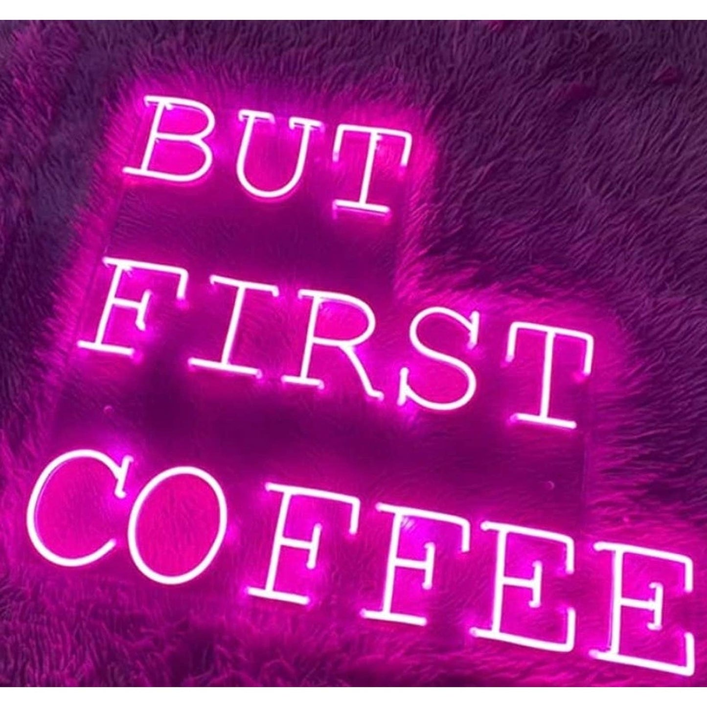 Fun Bright Pink But First Coffee LED Night Light Sign Room Wall Decoration