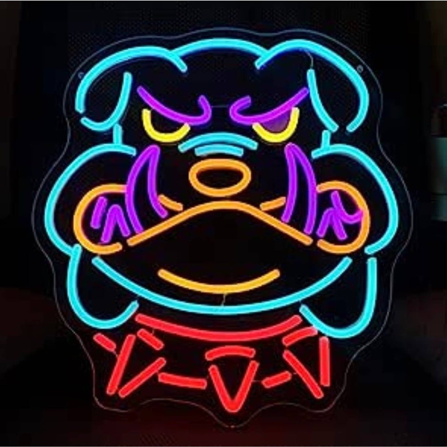 Mad Bright Colorful Angry Bulldog LED Night Light Cartoon Room Wall Decoration
