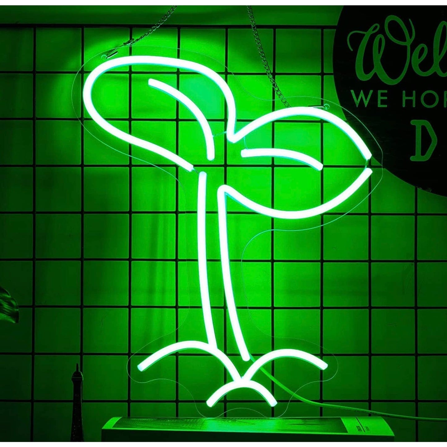 Lovely Sprouting Green Plant LED Night Light Room Wall Night Decor