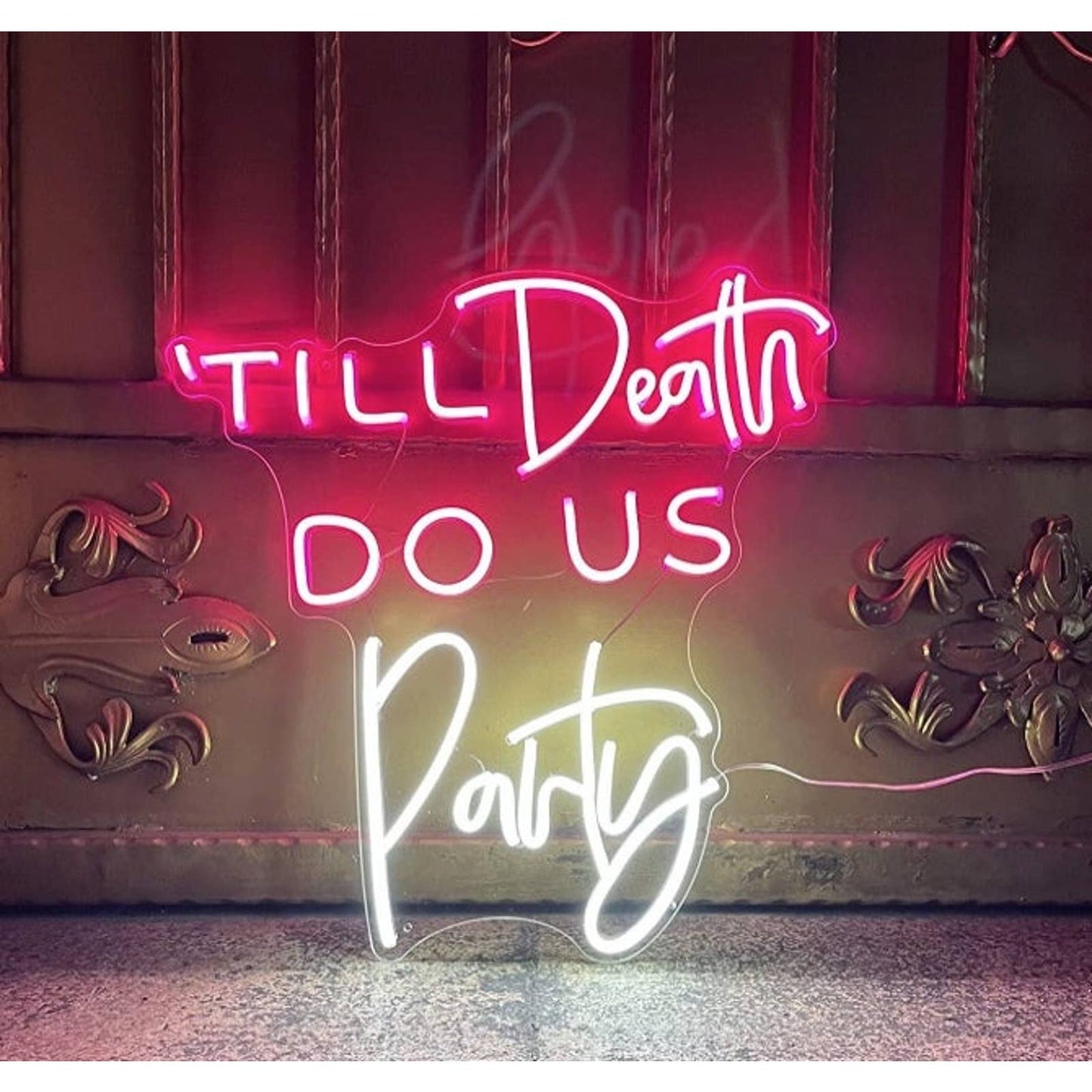 Fun Bright Large “Till Death Do Us Party” LED Night Light Wedding Marriage Decor