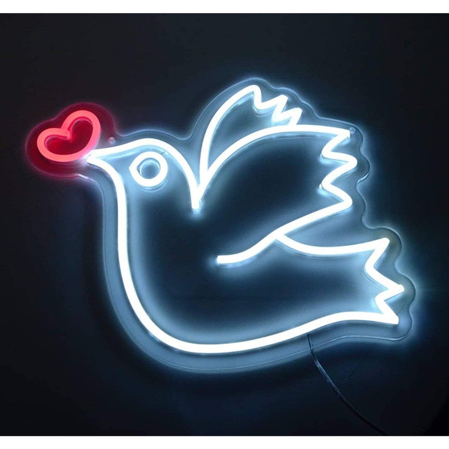 Lovely Bright Love Dove of Peace Heart LED Night Light Room Wall Decor