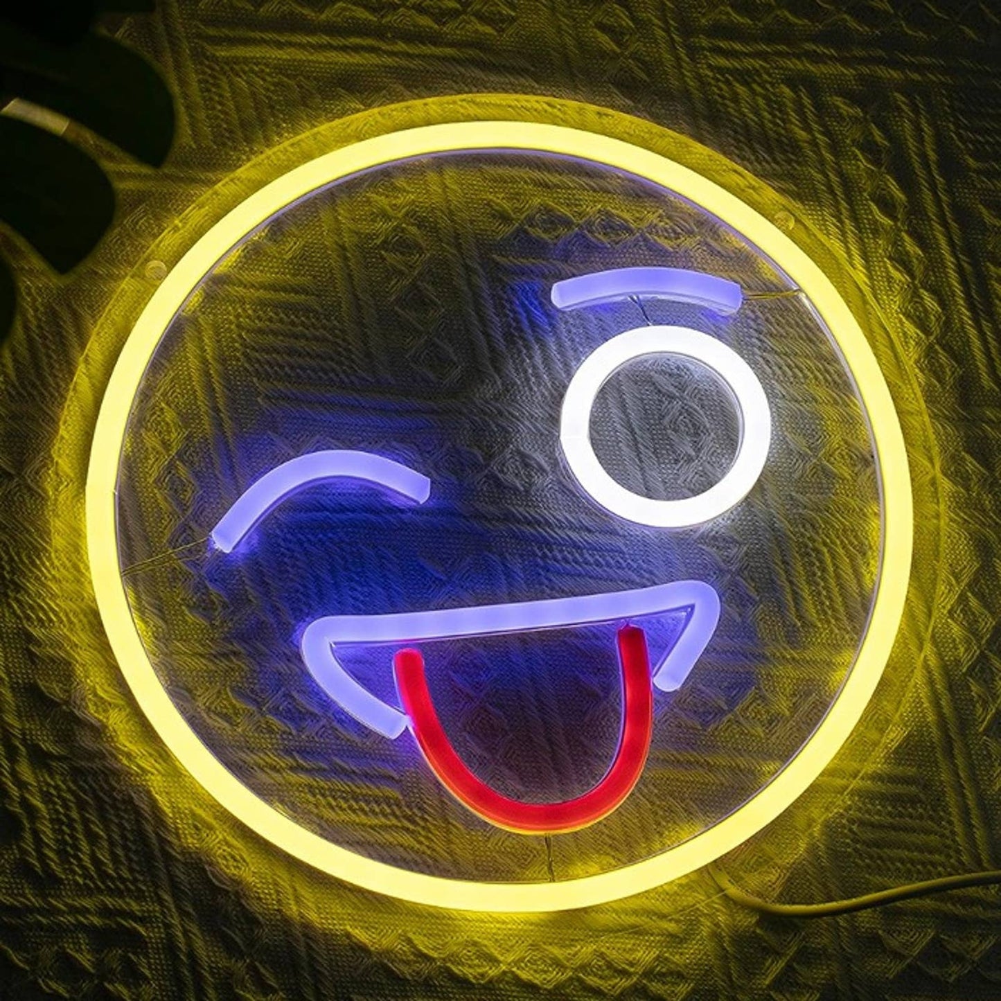 Fun Bright Silly Sticking Tonge Out Smiley Face LED Night Light Room Wall Decor