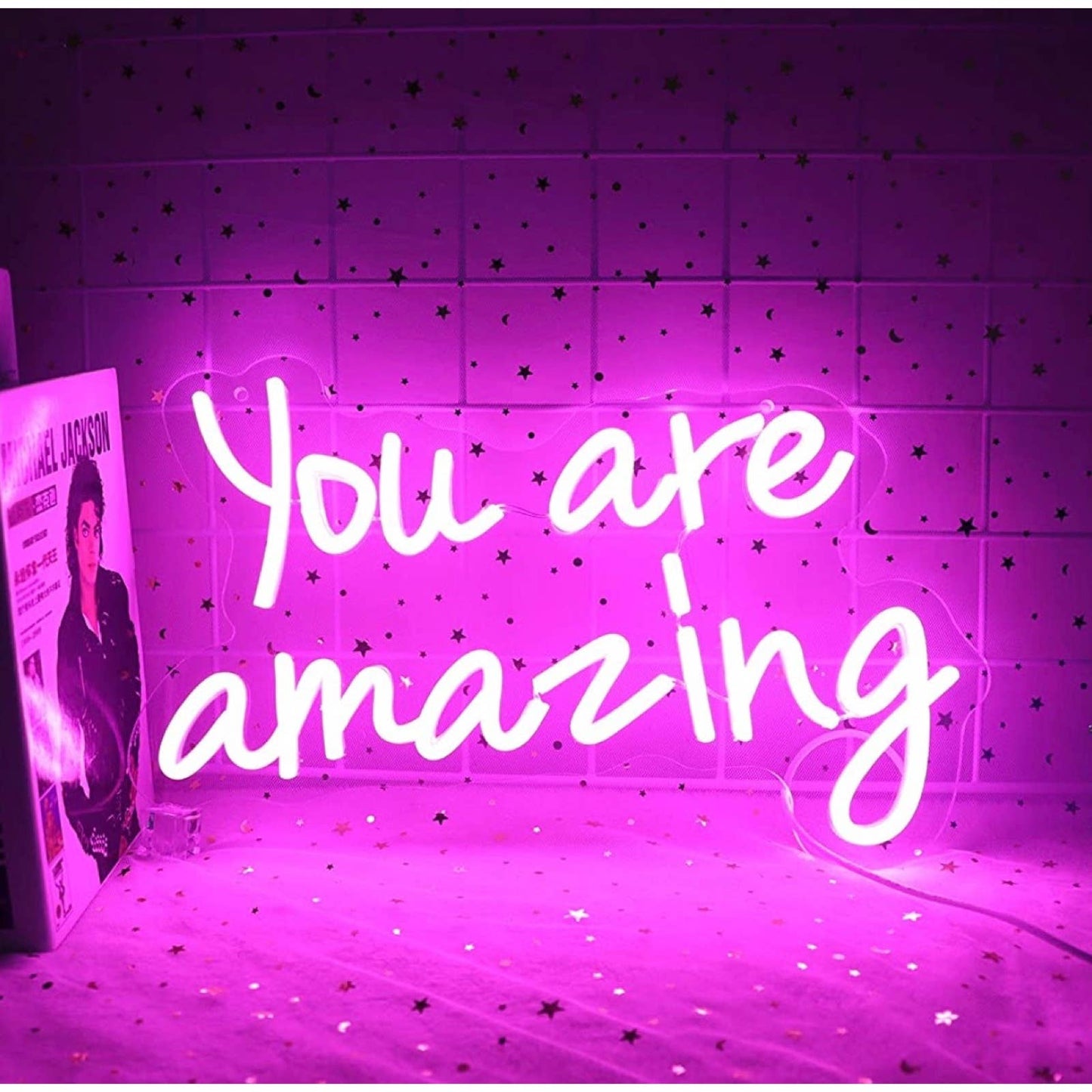 Lovely Bright Pink “You Are Amazing” LED Night Light Room Wall Decoration