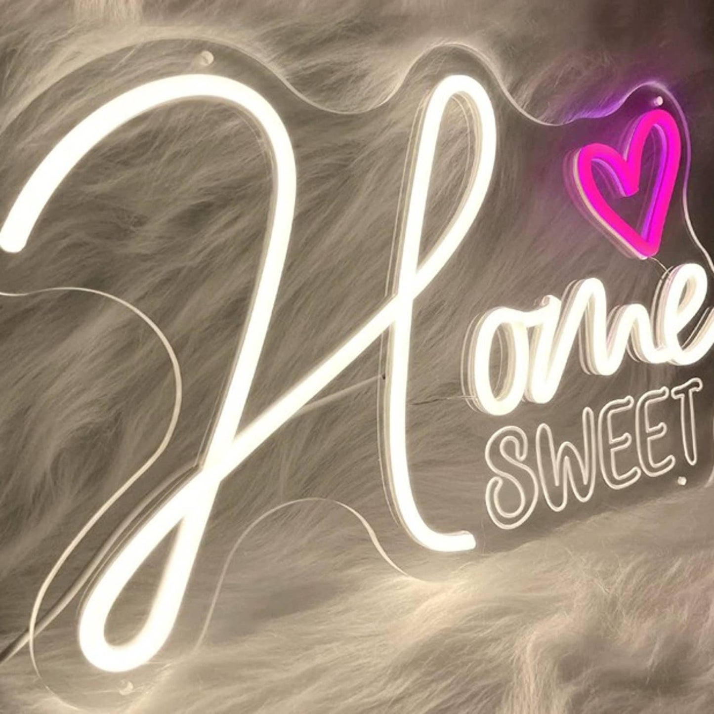 Lovely Bright White / Pink Heart Home Sweet Home LED Light Room Decor