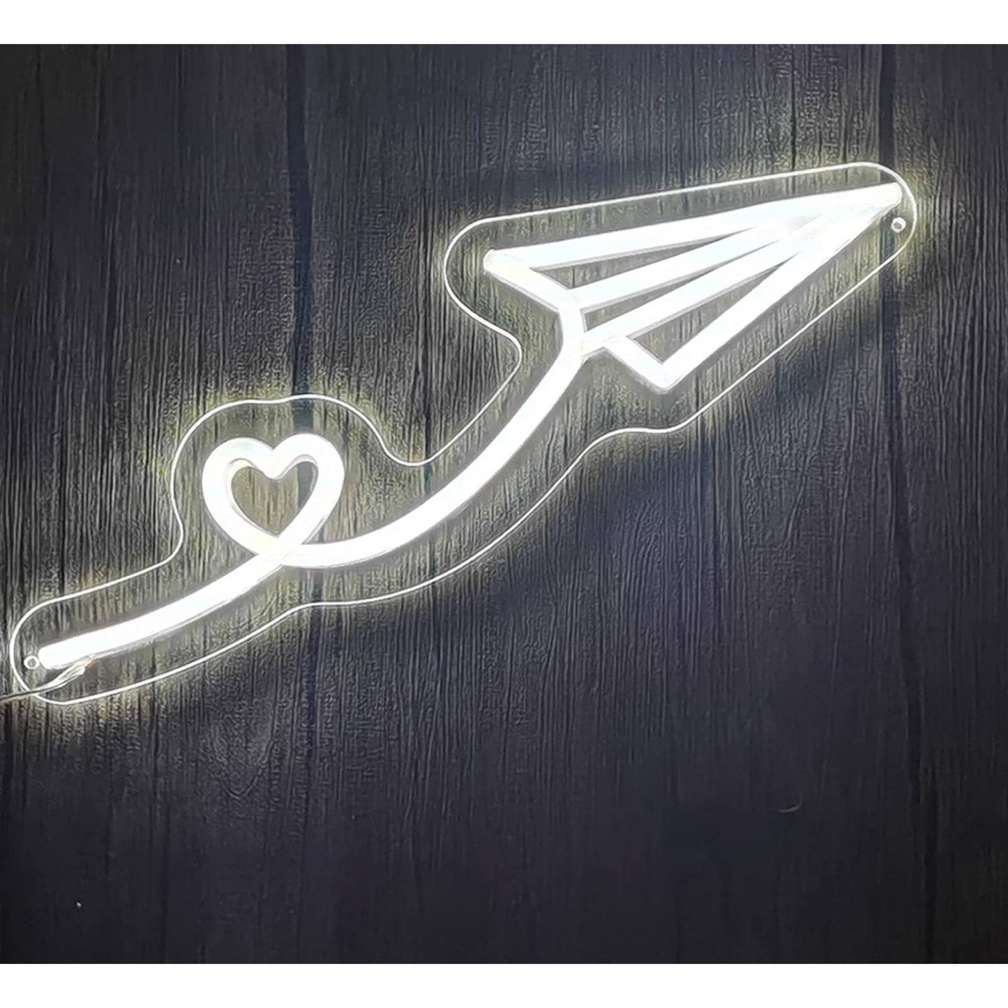 Lovely Bright White Paper Airplane Heart Loop LED Night Light Room Wall Decorati