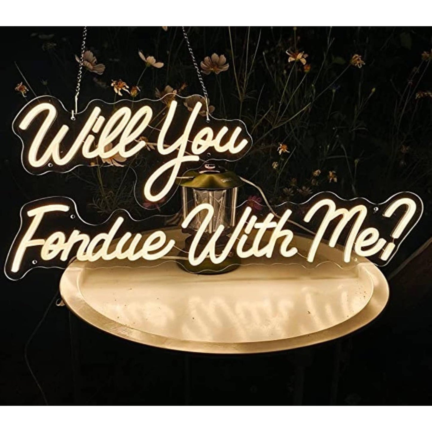 Lovely Warm Bright “Will You Fondue With Me” LED Night Light Room Wall Decoratio