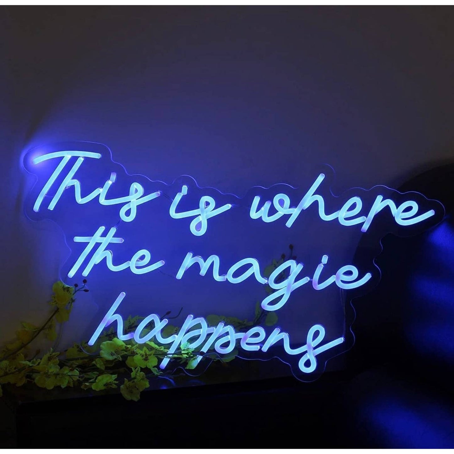 Lovely Blue Large Bright “ This Is Where The Magic Happens” LED Light Sign Decor