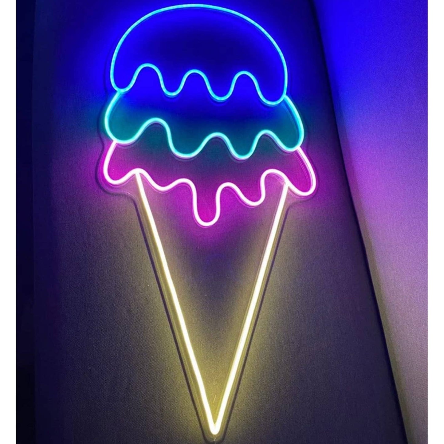 Lovely Bright Tasty Colorful 3 Scoop Ice Cream Cone LED Night Light Room Wall De