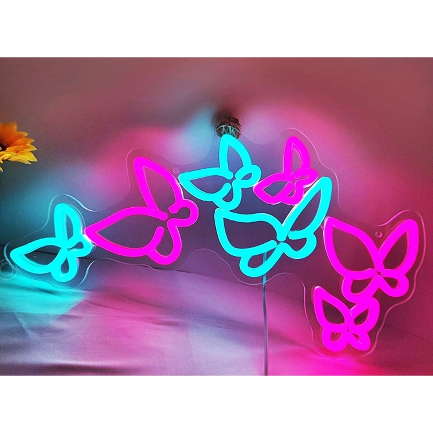 Lovely Bright Pink/Blue Butterfly Kaleidoscope LED Night Light Wall Decoration