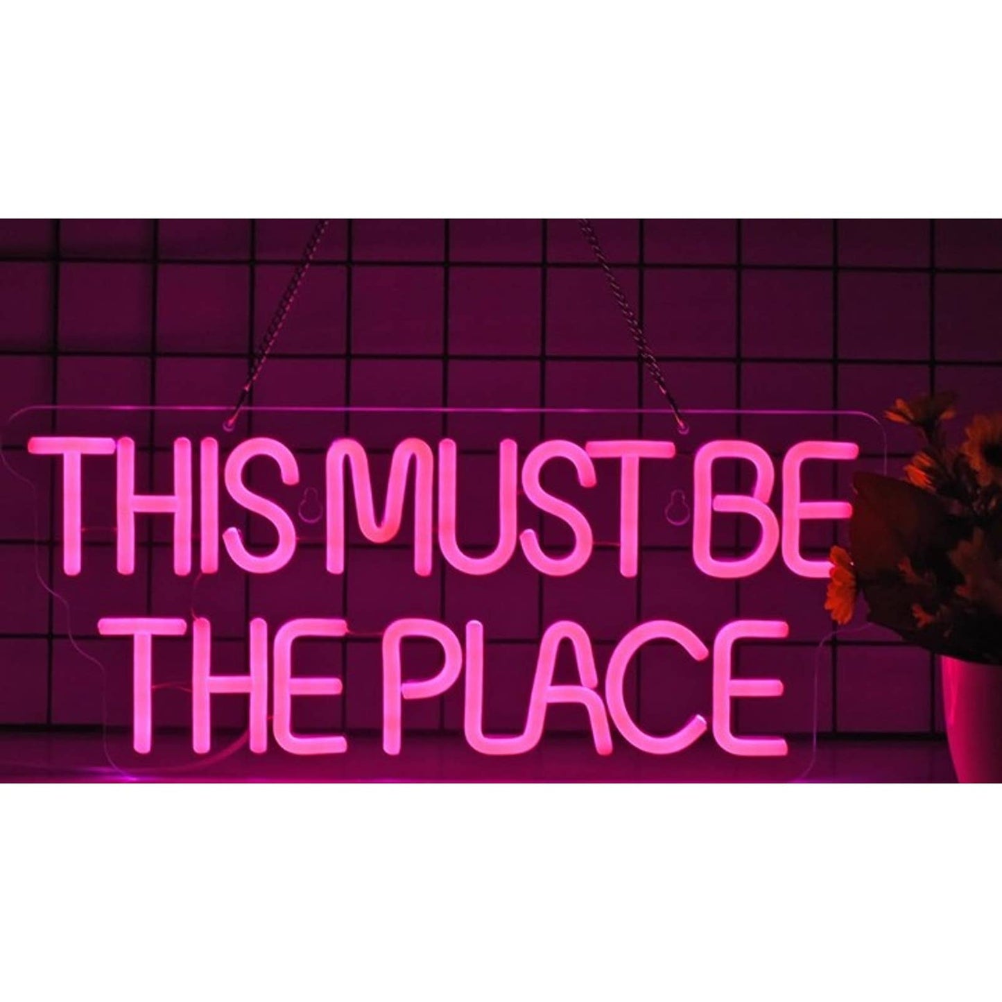 Fun Vivid Warm Pink “This Must Be The Place” LED Night Light Room Wall Decor