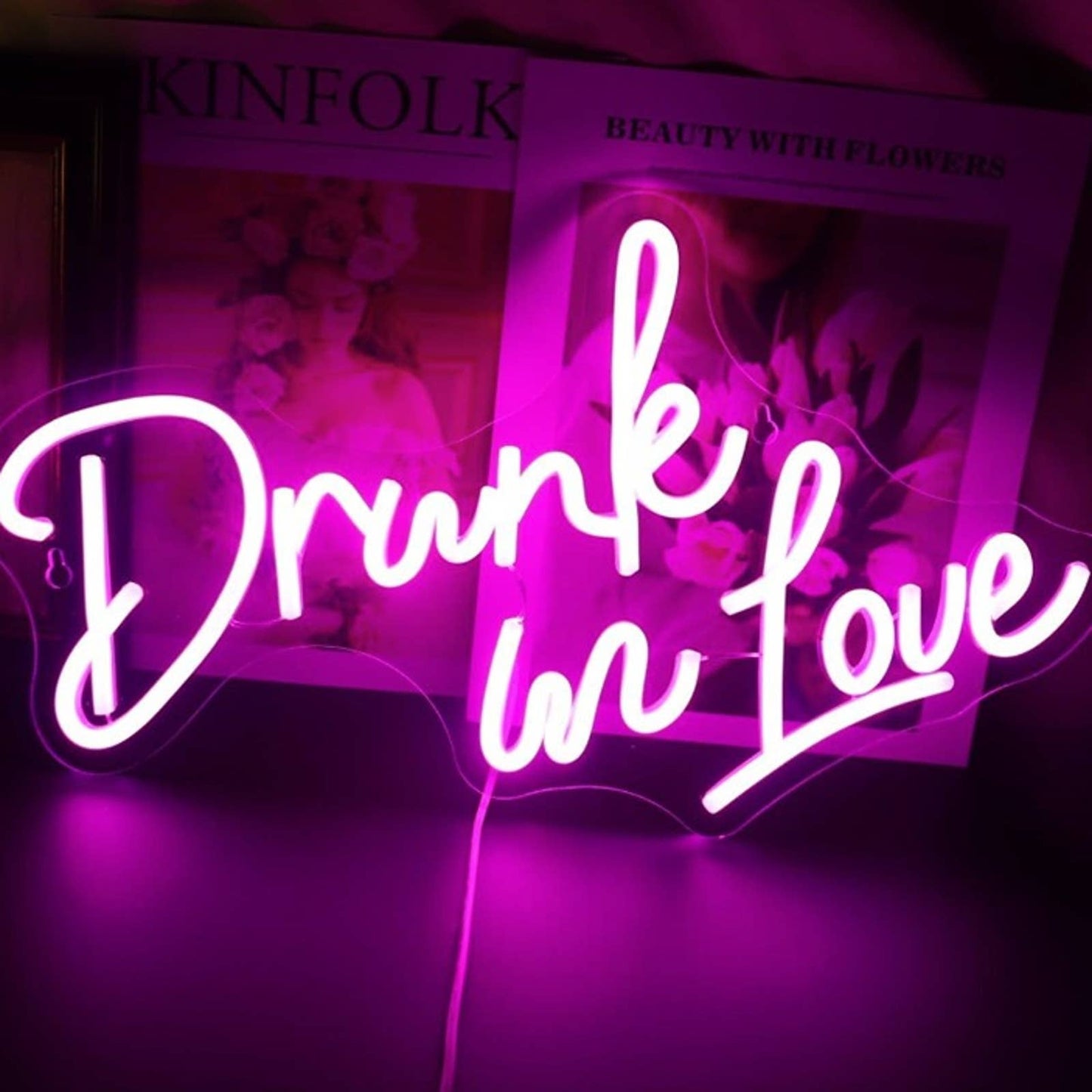 Lovely Vivid Bright Pink Drunk in Love LED Night Light Room Wall Decoration
