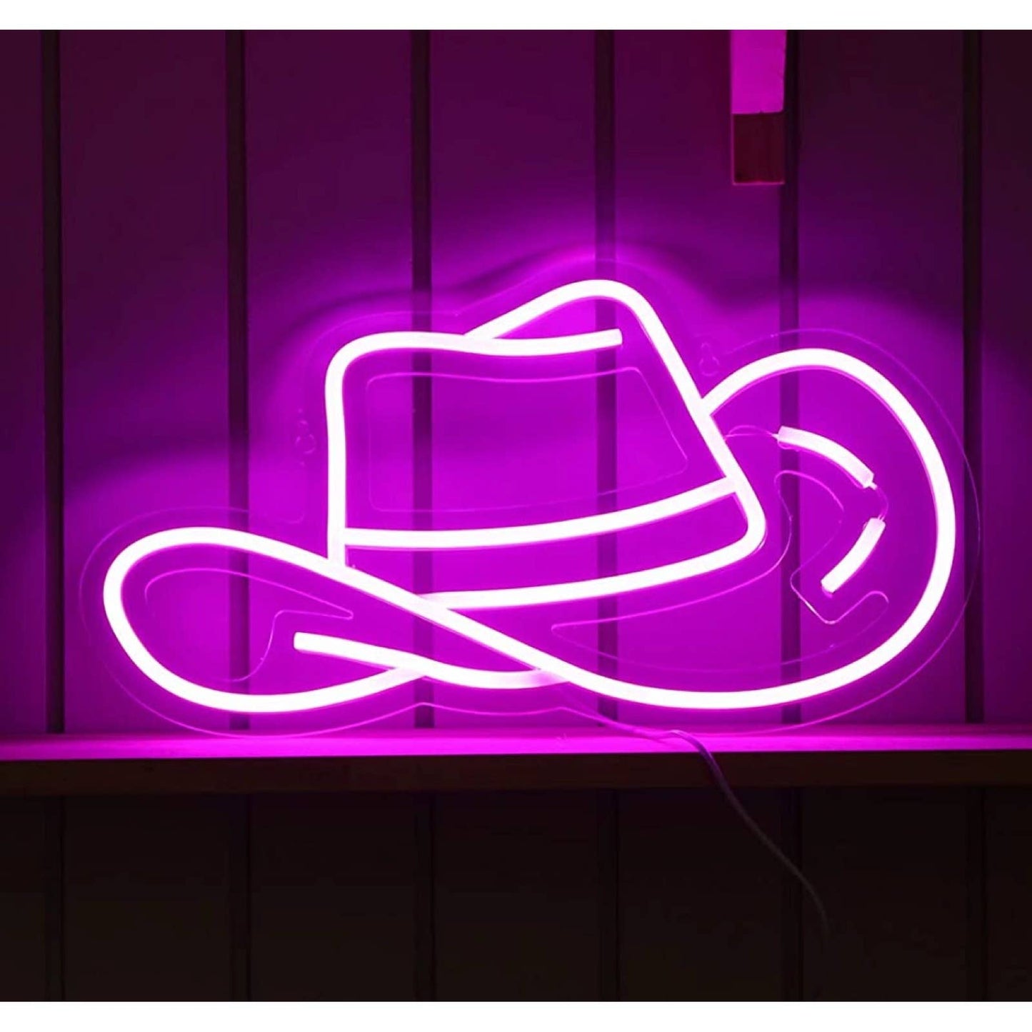 Lovely Bright Hot Pink Cowgirl Cowboy Hat LED Night Light Room Wall Decoration