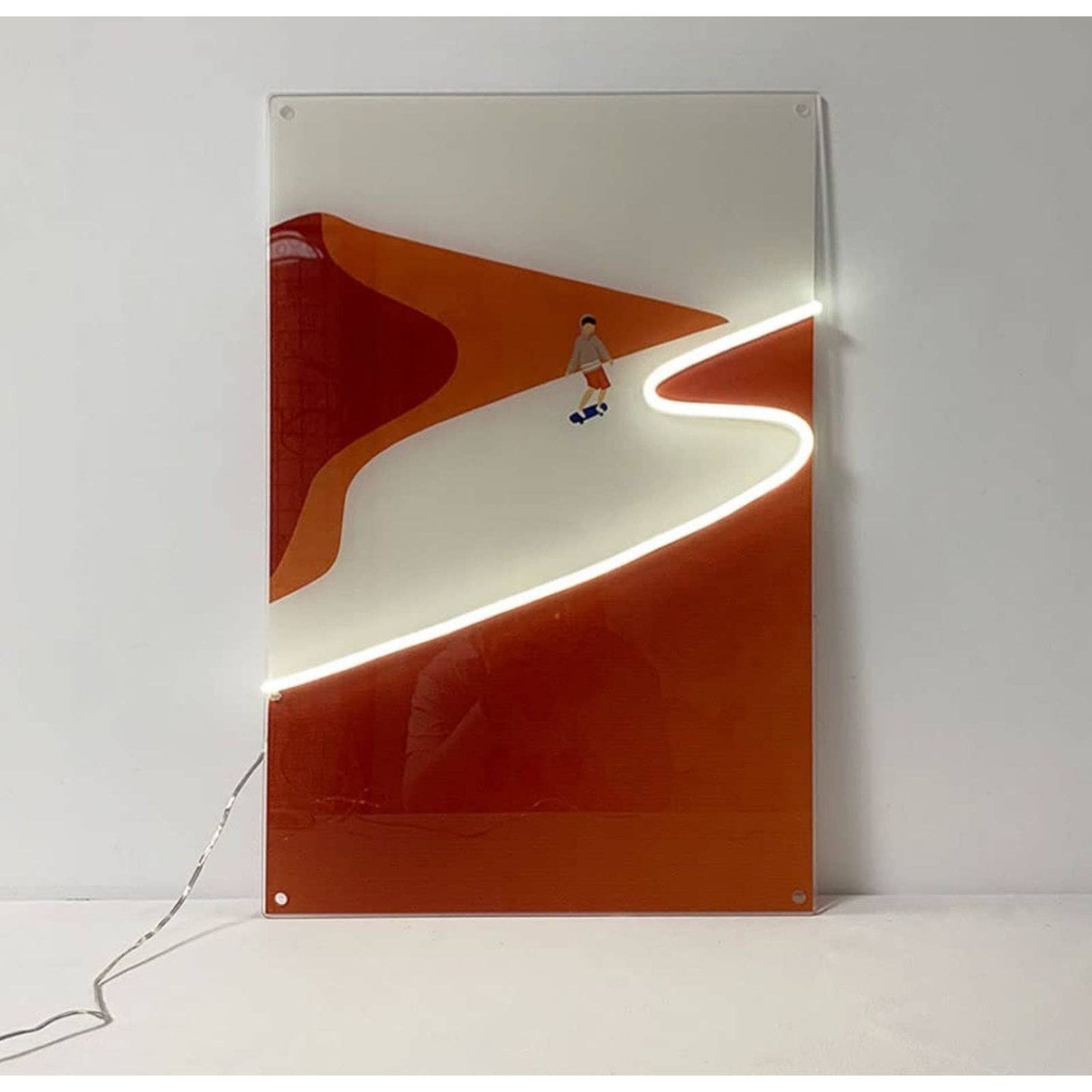 Bright Large Unique Mountain Boarding Skateboard LED Light Room Wall Art Decor