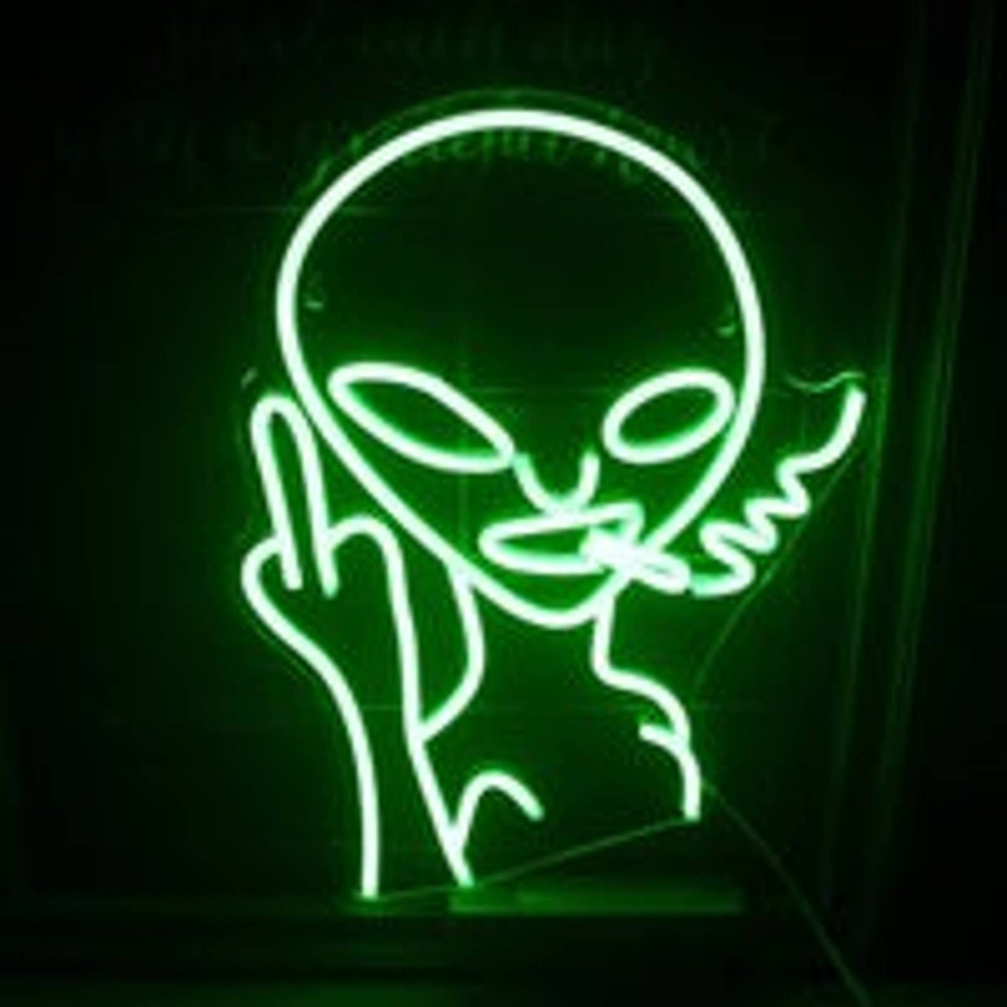 Funny Bright Green Bad Alien LED Night Light Sign Room Wall Decoration
