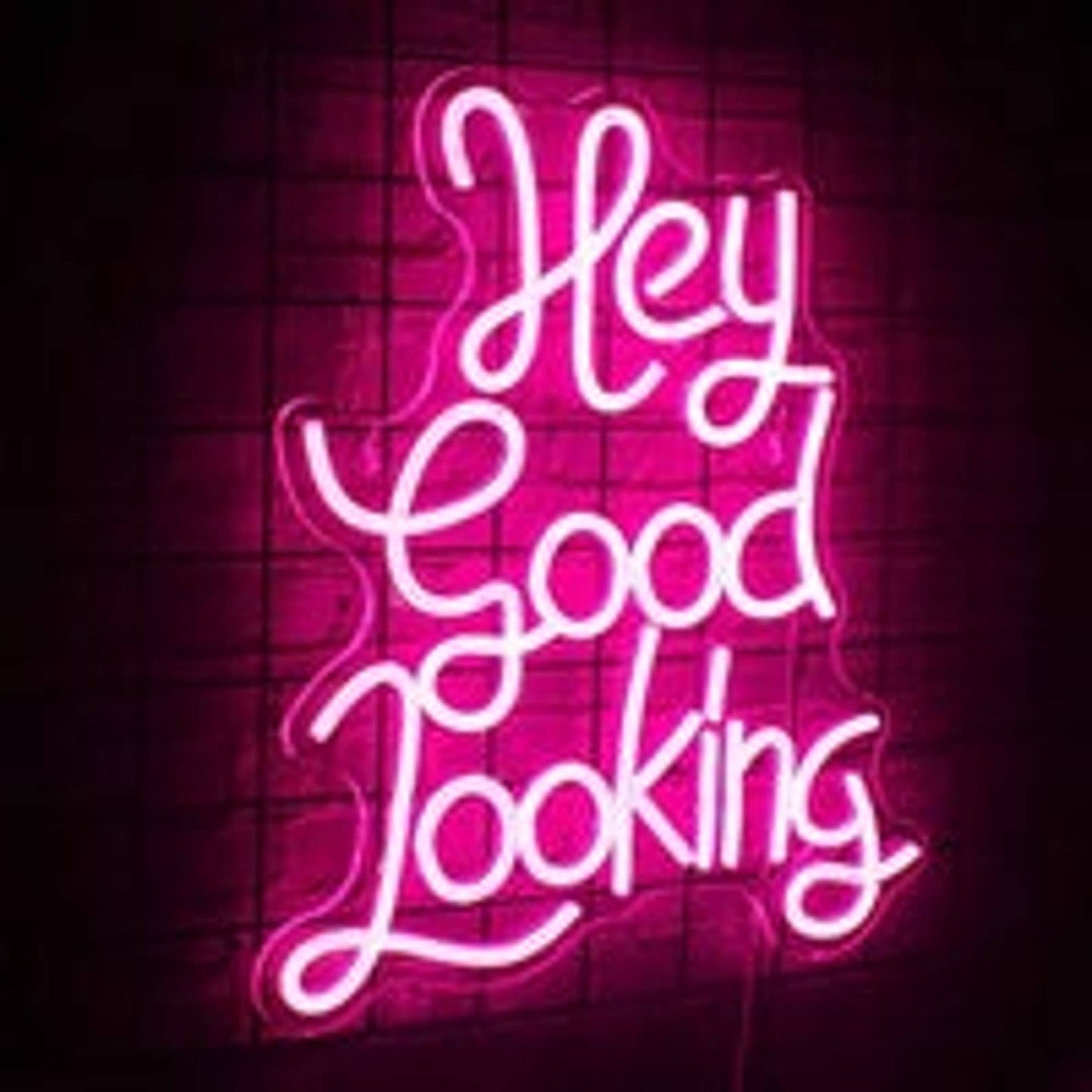 Lovely Bright Pink “Hey Good Looking” LED Night Light Room Wall Decoration