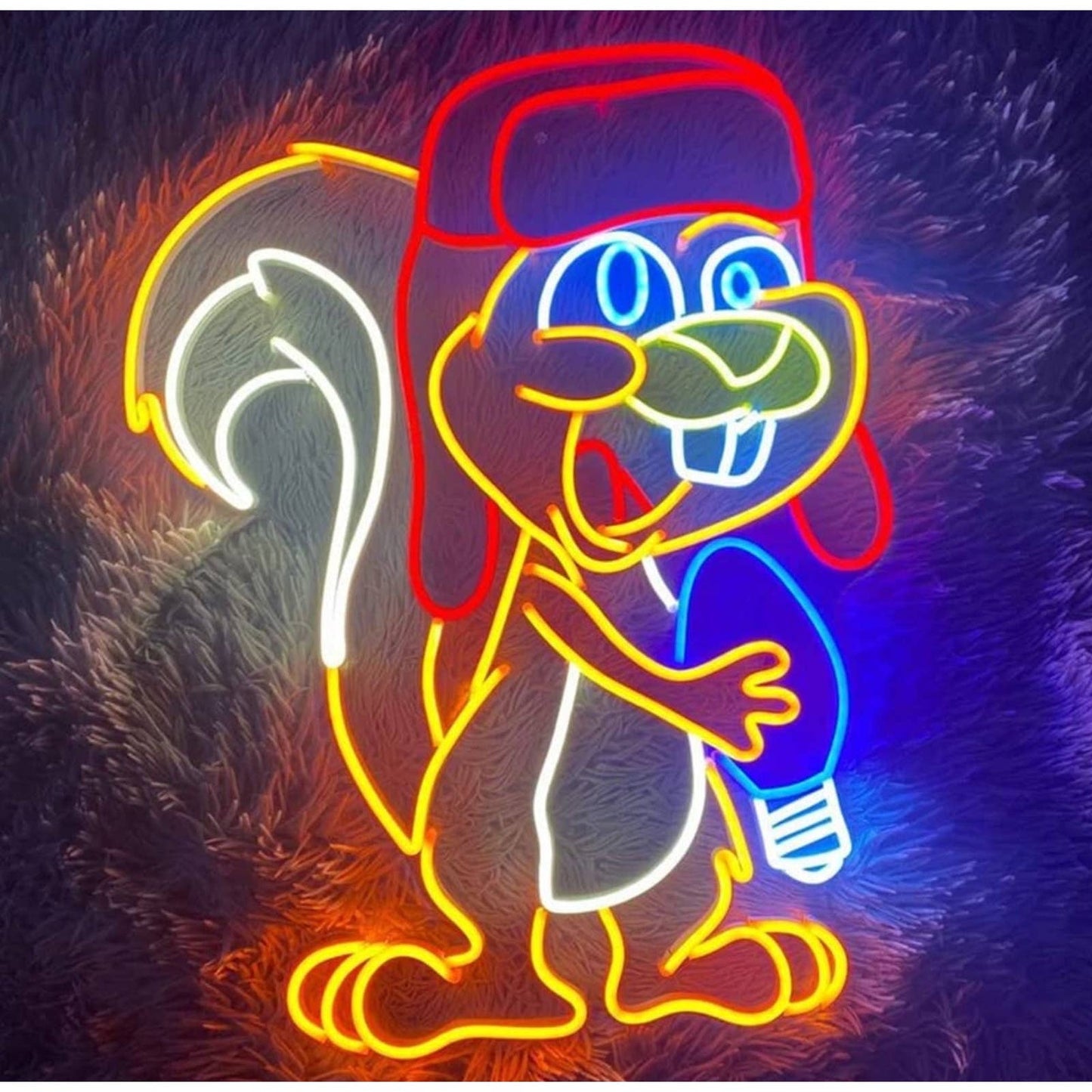 Funny Bright Colorful Cartoon Squirrel LED Night Light Room Wall Decoration