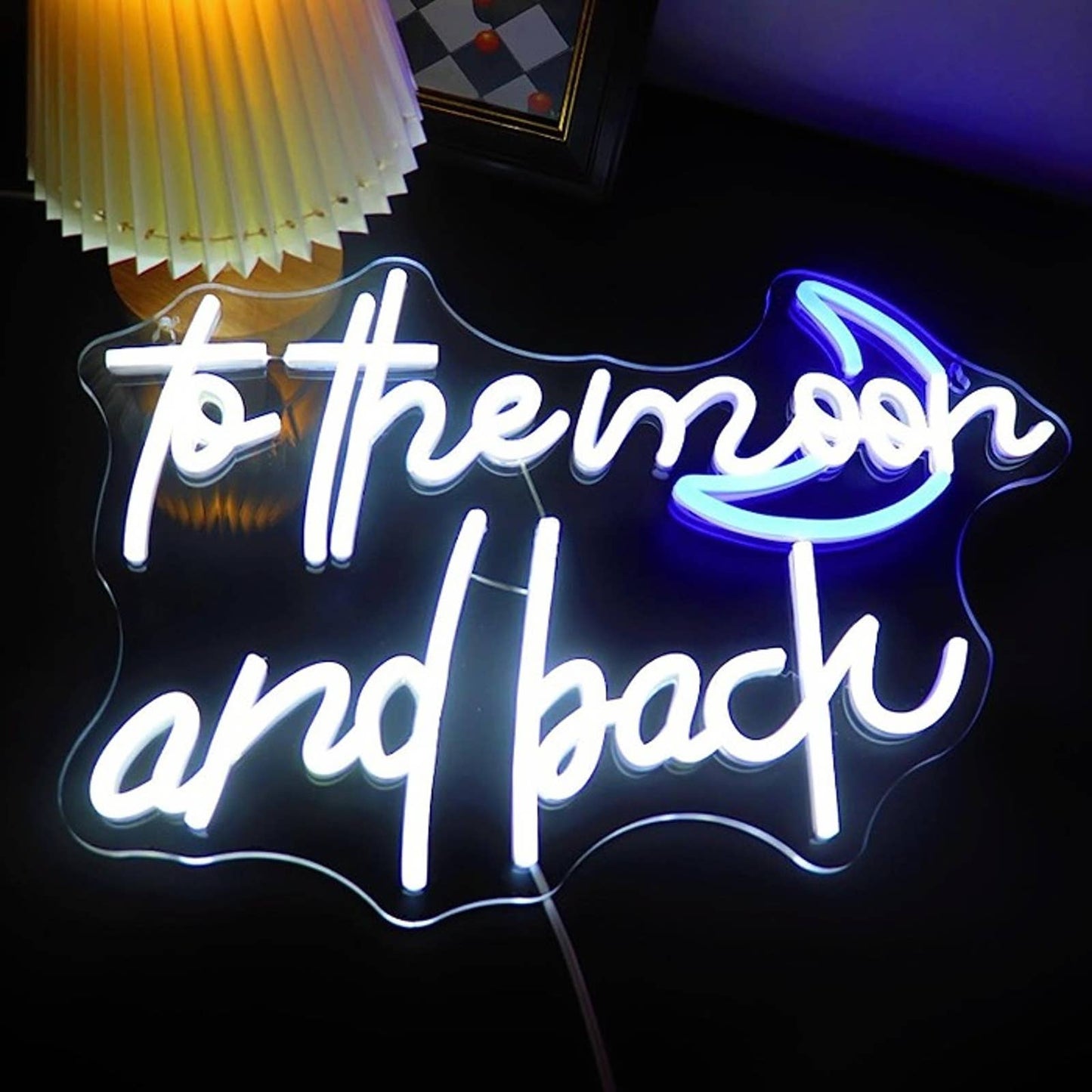 Lovely Bright Cool Blue & White “to the moon and back” LED Night Light Decor