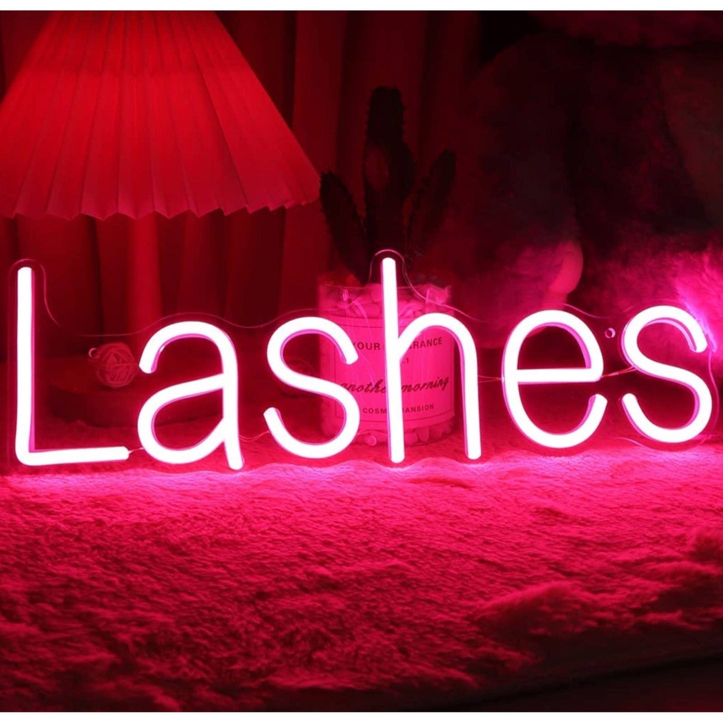 Lovely Bright Pink Lashes Salon Shop Business LED Light Sign Room Wall Decor