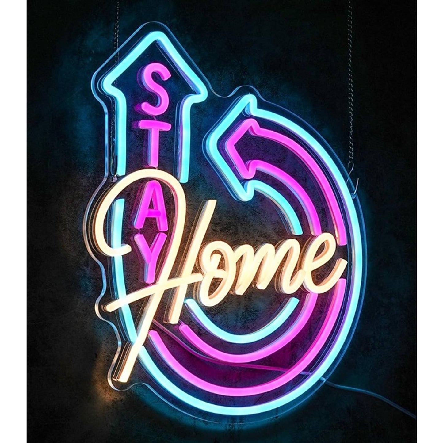 Lovely Vivid Bright Stay At Home Arrow LED Night Light Room Wall Decor