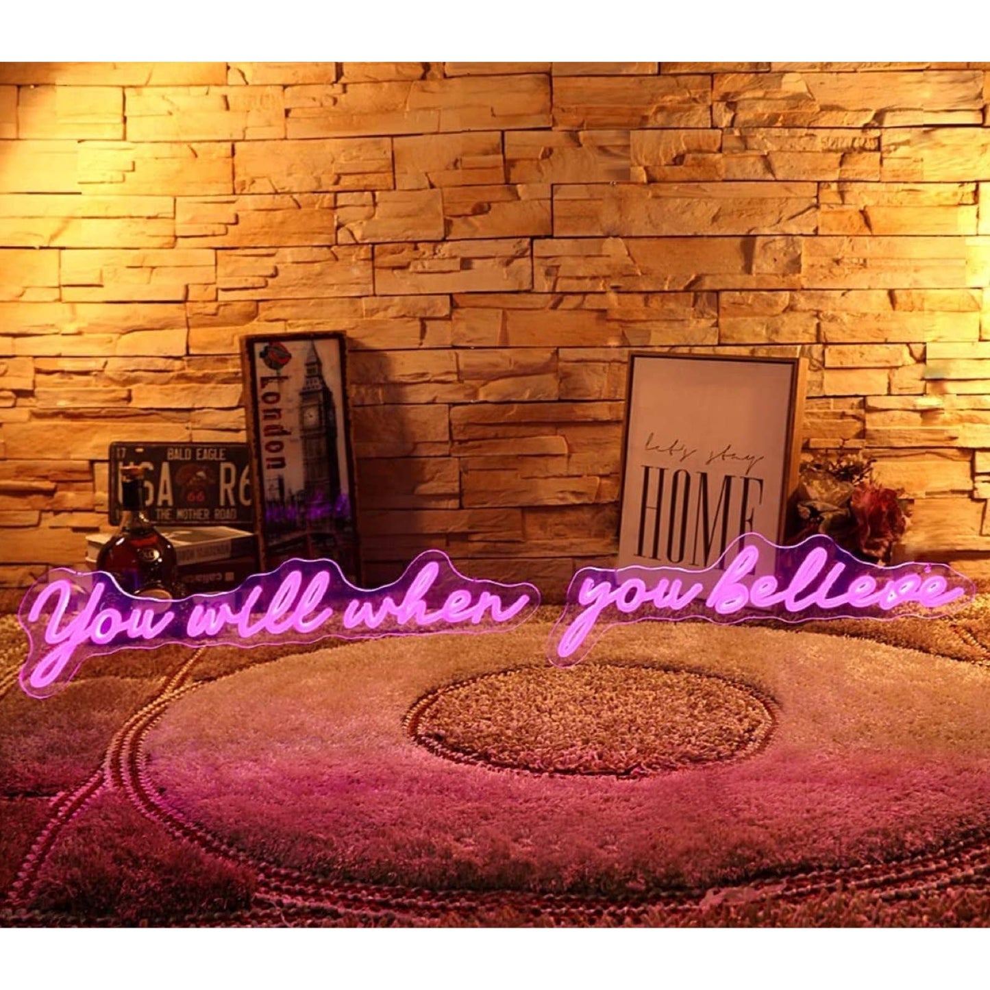 Lovely Bright “You Will When You Believe” LED Night Light Room Wall Decor