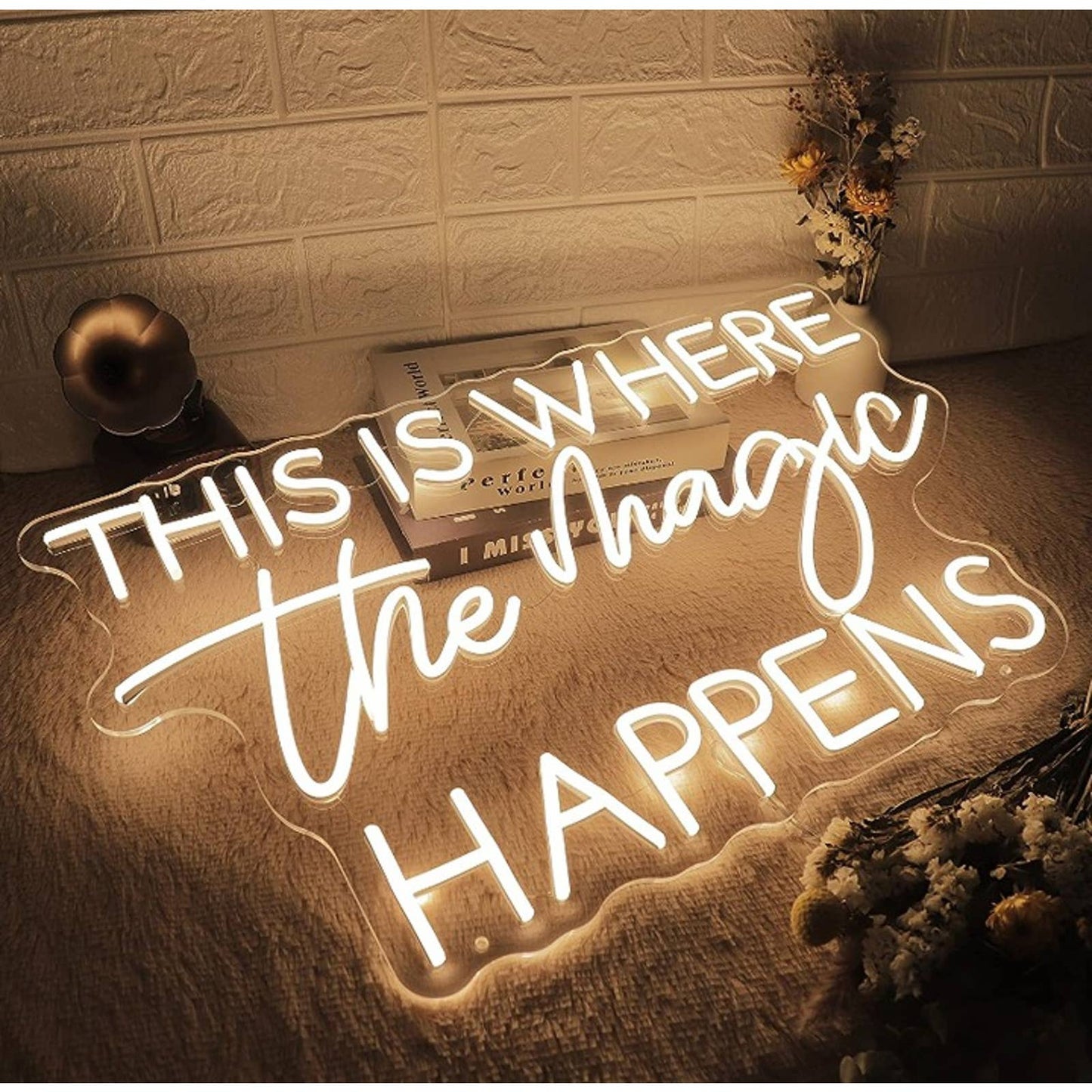 Lovely Bright Fancy White “This is Where the Magic Happens” LED Night Light Deco