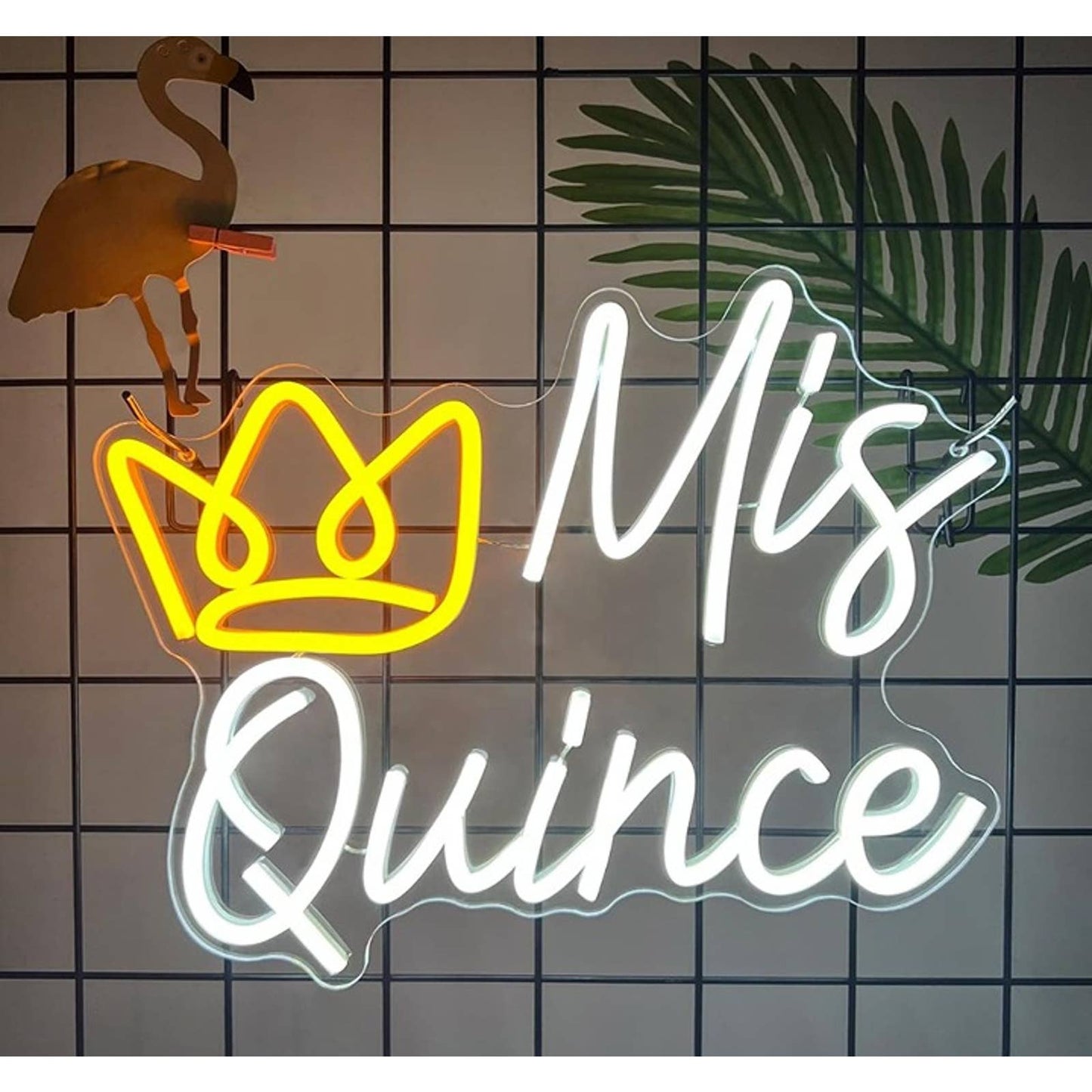 Lovely Bright Yellow Crown Mis Quince LED Light Birthday Celebration Decoration