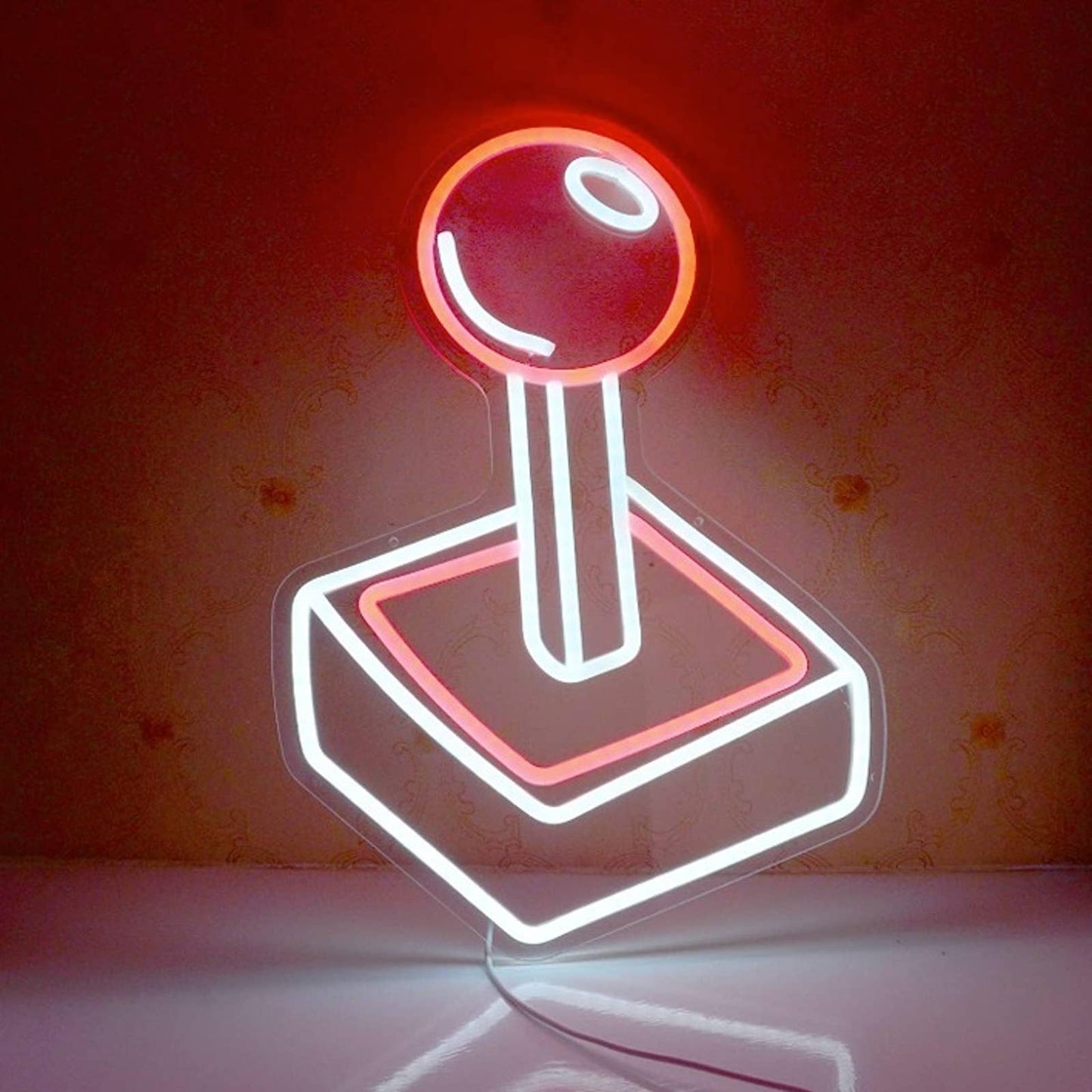 Fun Bright Red Retro Game Joystick LED Night Light Arcade Room Wall Decor