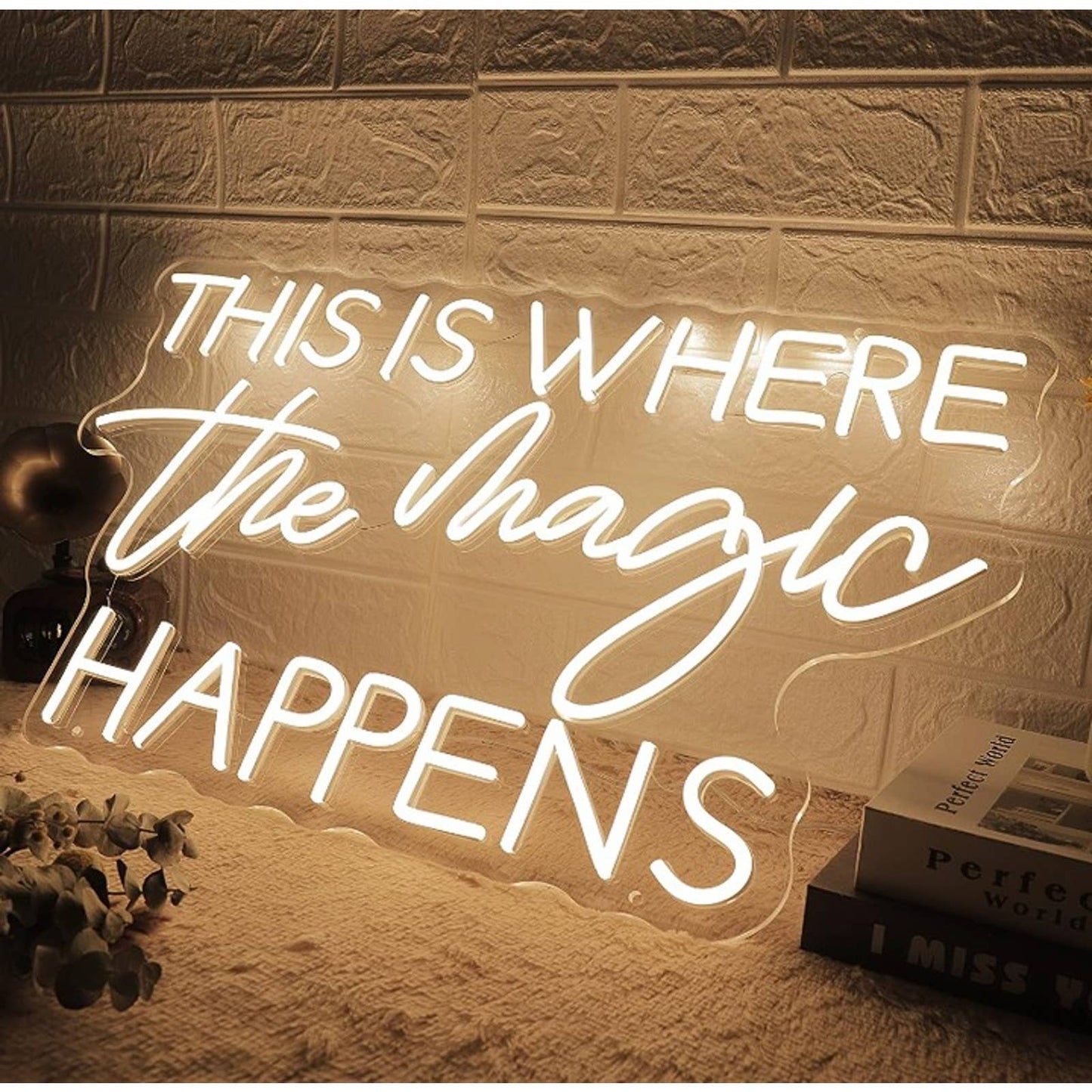 Lovely Bright Fancy White “This is Where the Magic Happens” LED Night Light Deco