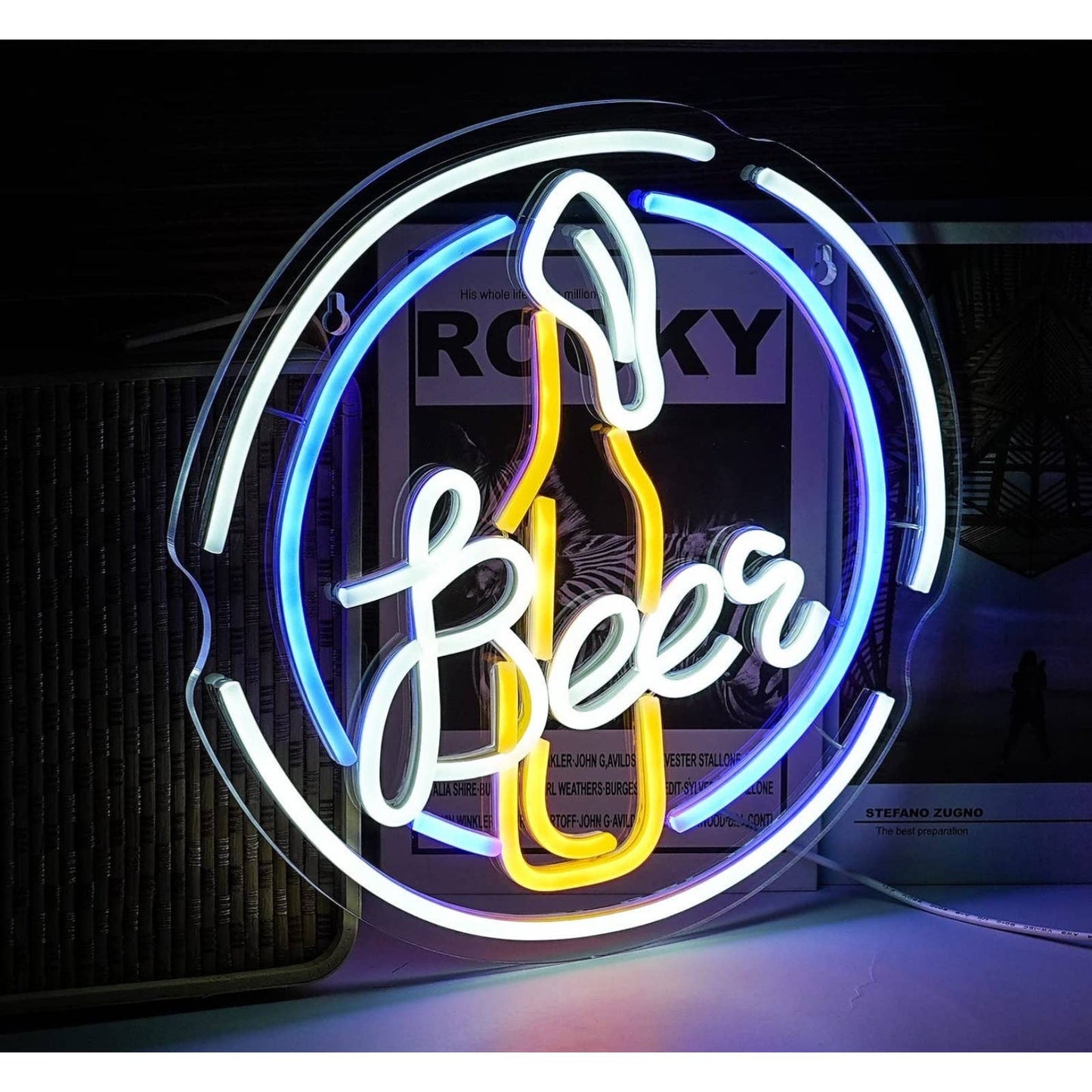 Bright Colorful Fizzing Beer LED Night Light Bar Room Wall Decor