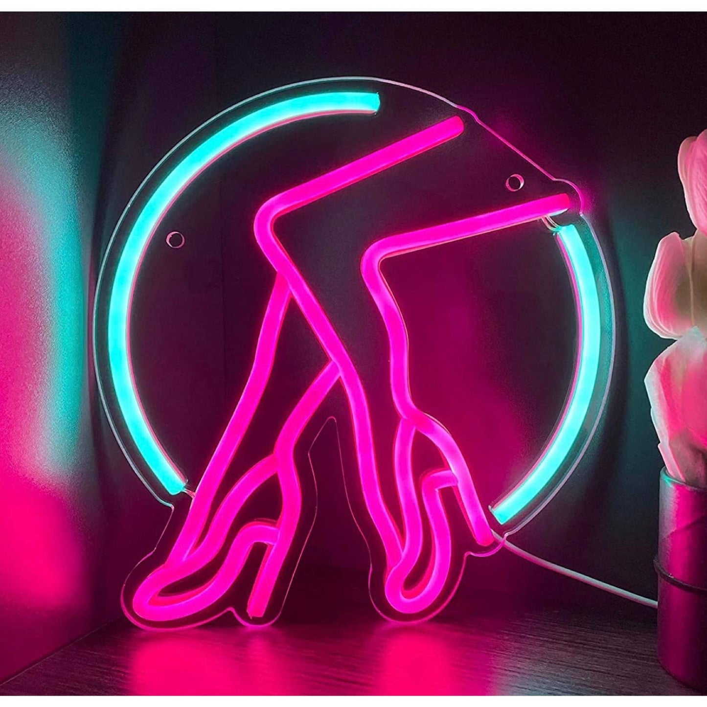 Lovely Bright Pink Lady Legs in Heels LED Night Light Room Wall Decoration