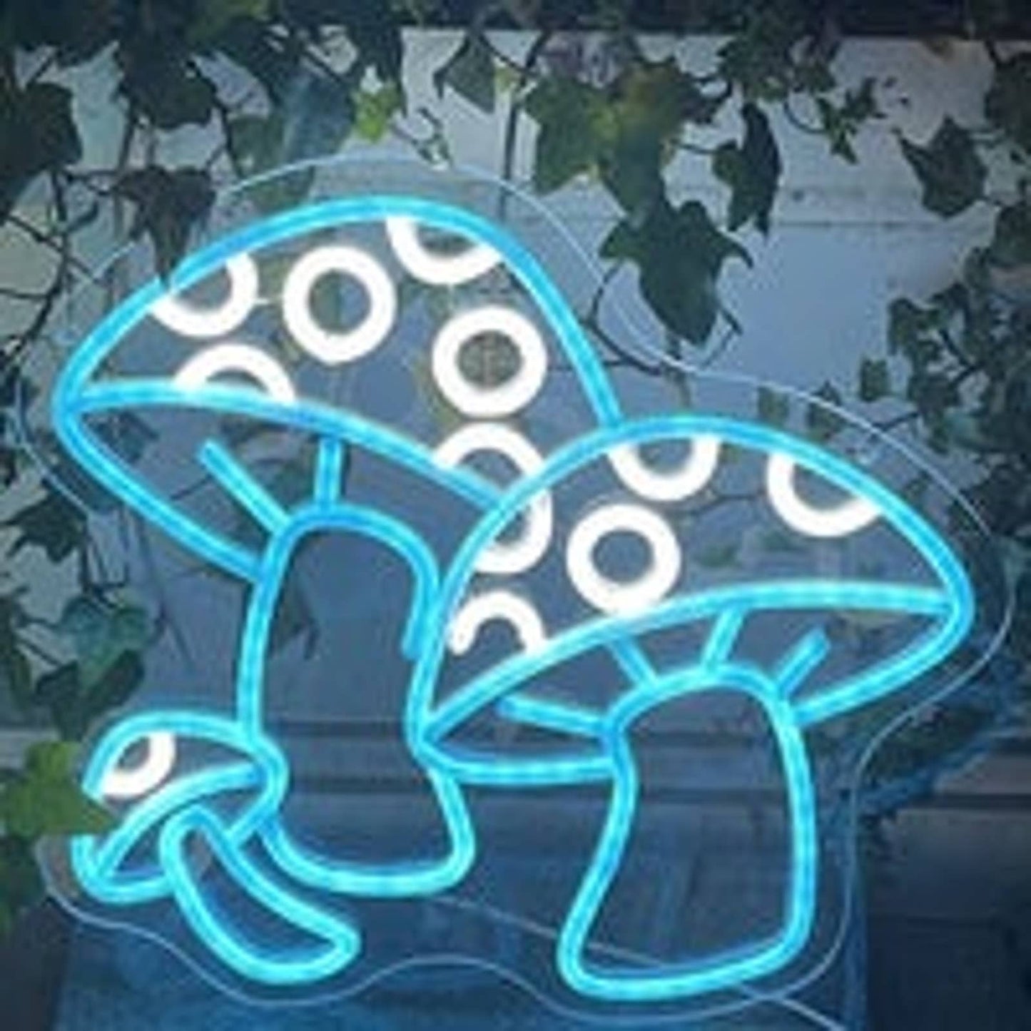 Lovely Bright Blue / White Spotted Mushrooms LED Night Light Room Wall Decor