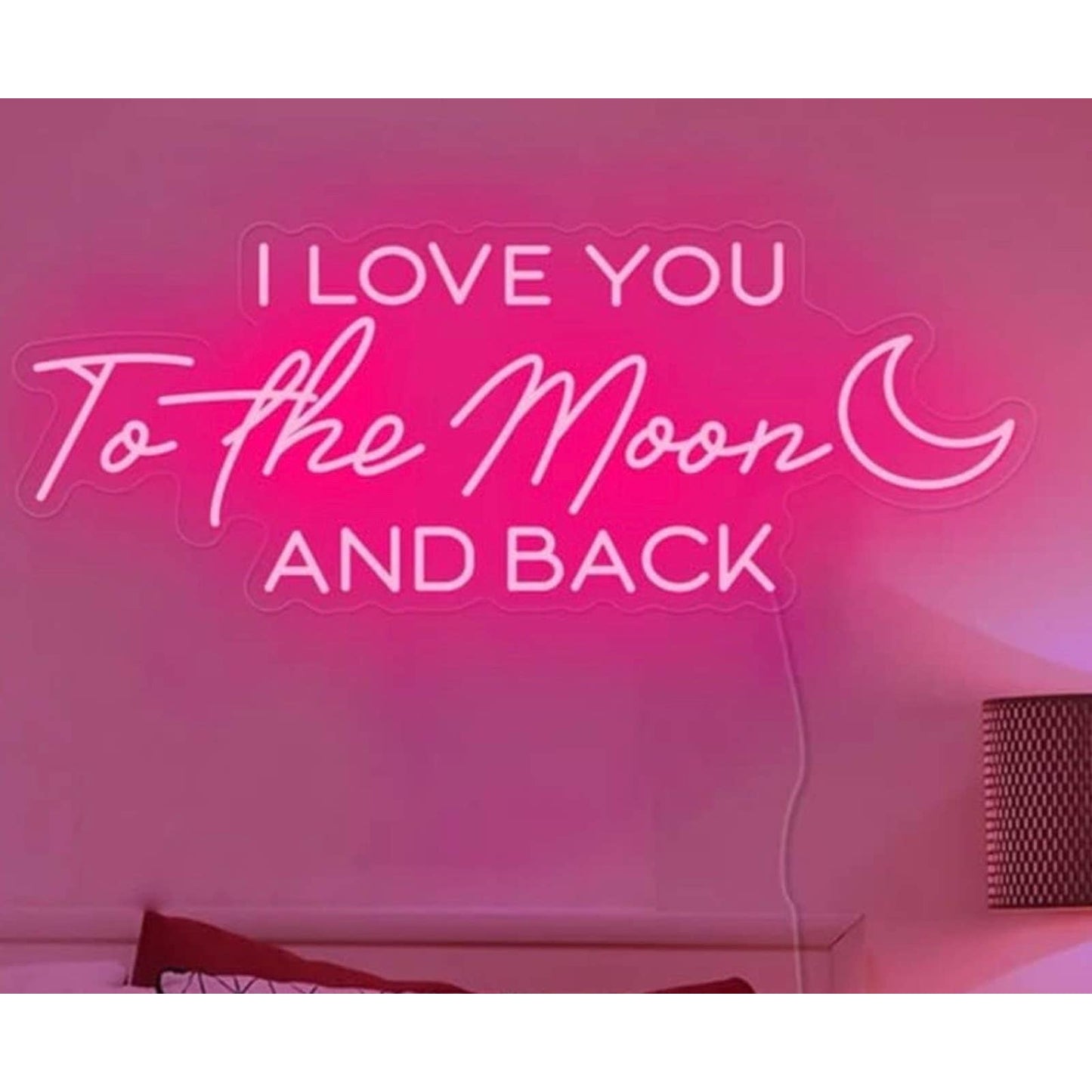 Adorable Bright Pink Moon “I Love You to the Moon and Back” LED Night Light Deco
