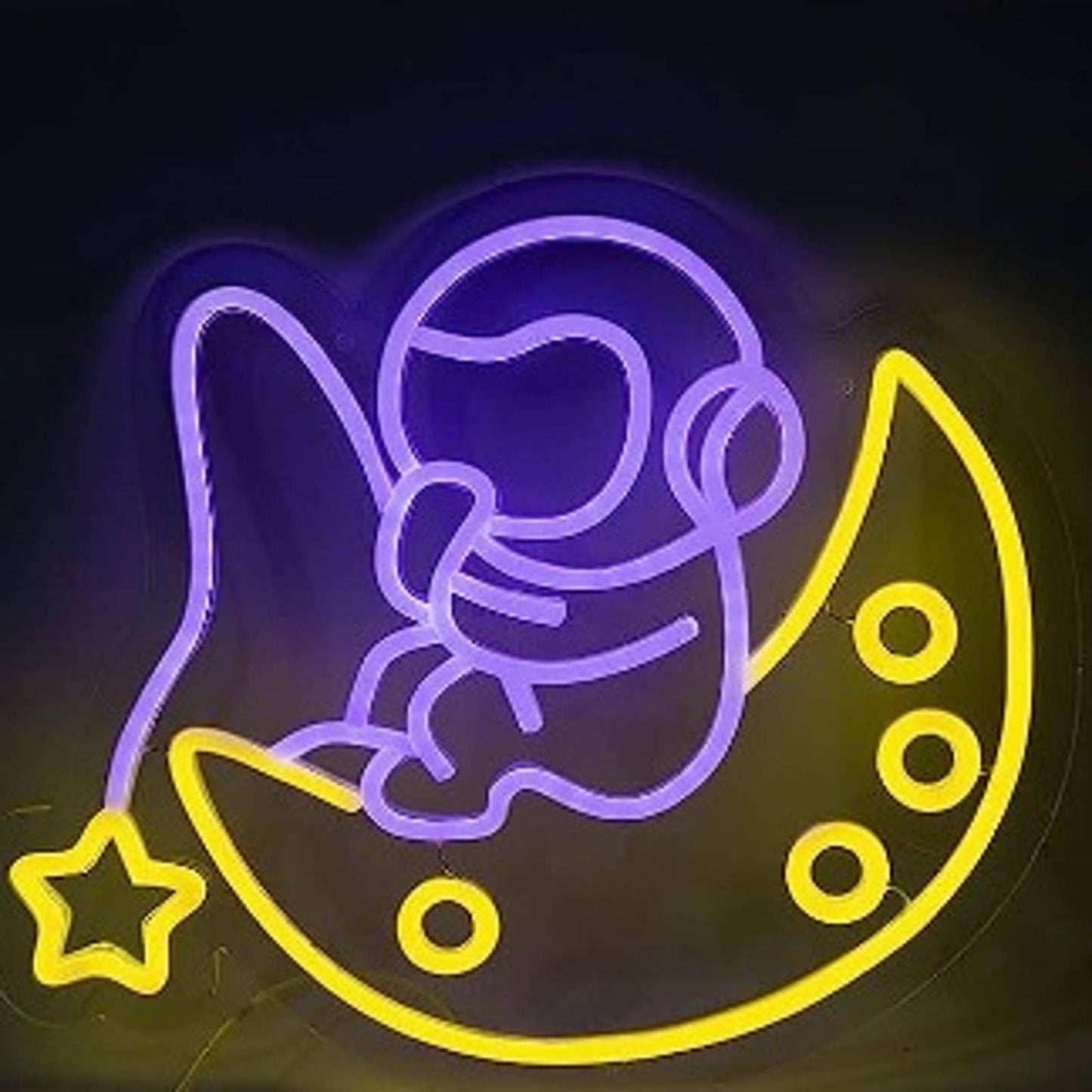Adorable Bright Baby Astronaut Fishing Star & Moon LED Night Light Space Decor