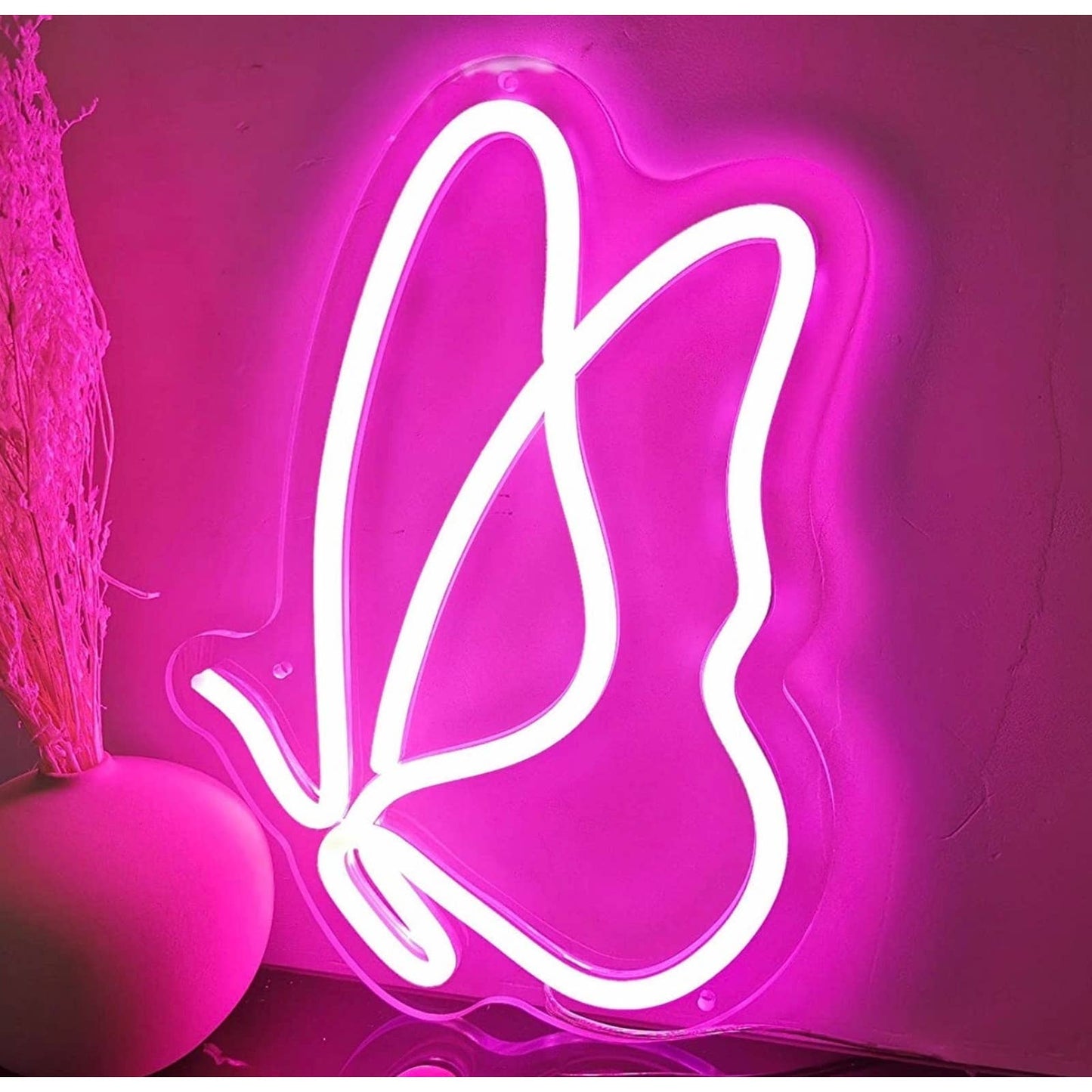 Lovely Vivid Pink Butterfly LED Night Light Room Wall Decoration