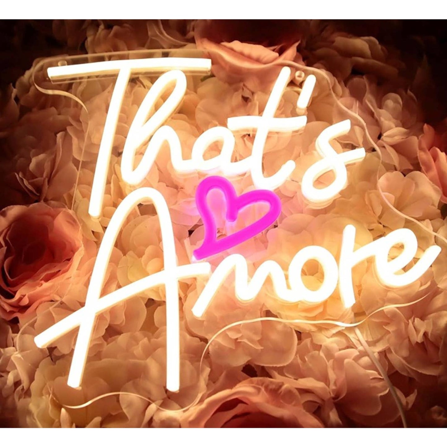 Lovely Warm Bright “That’s Amore” Love Pink Heart LED Light Room Wall Decor