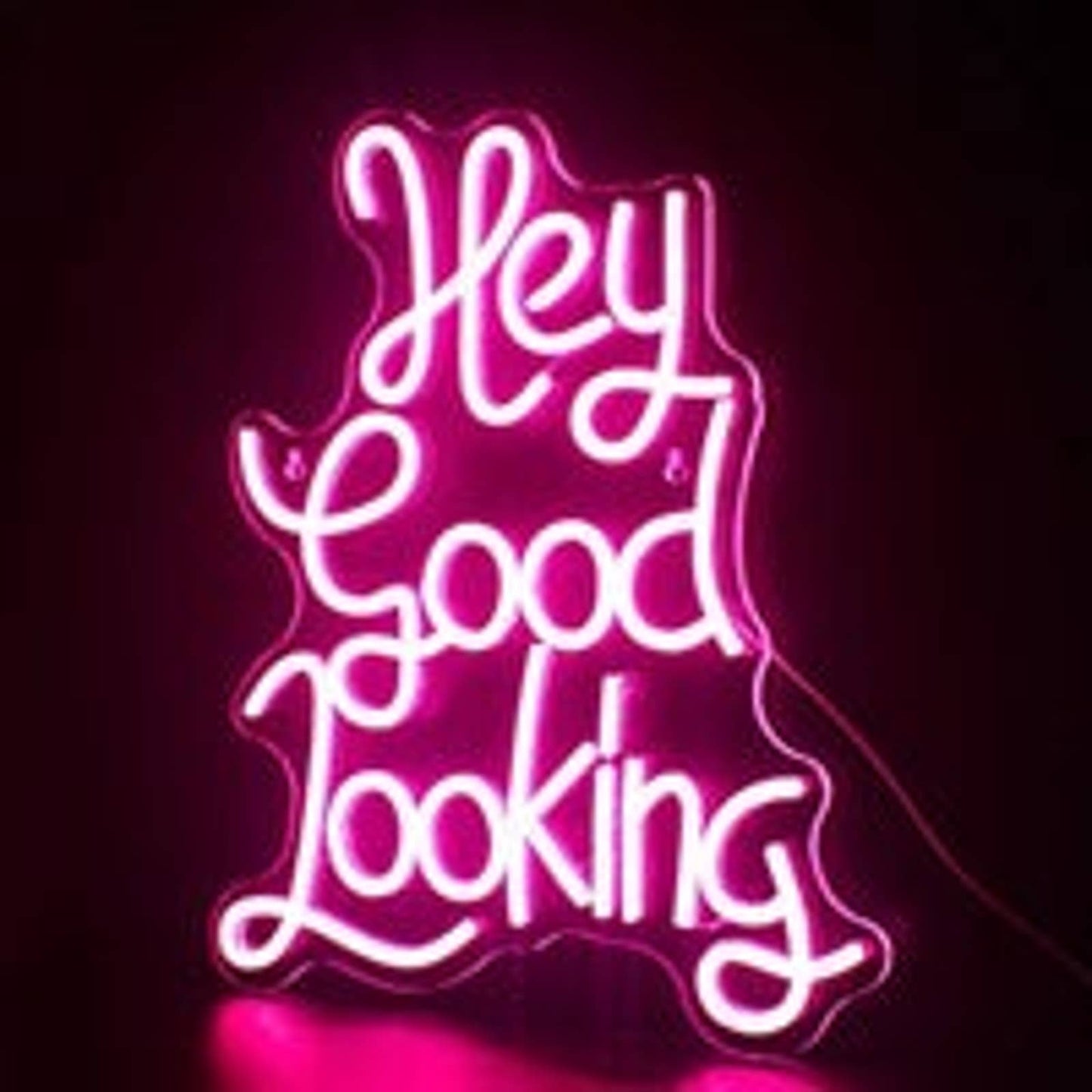 Lovely Bright Pink “Hey Good Looking” LED Night Light Room Wall Decoration