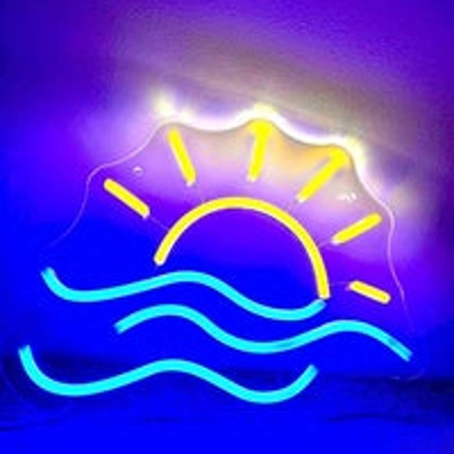 Lovely Bright Yellow Tropical Sunset over Water LED Night Light Room Wall Decora