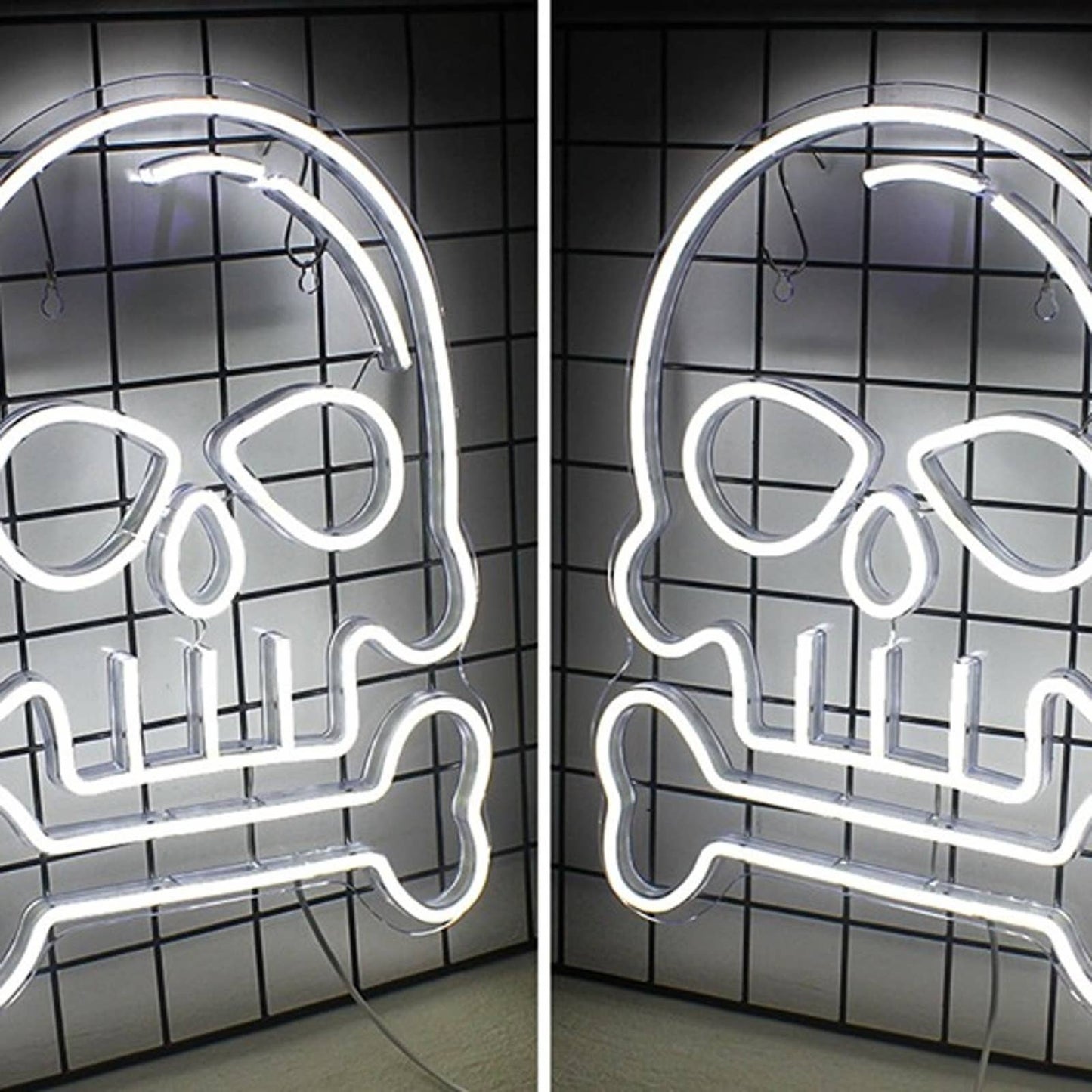 Spooky Bright White Skull & Bone LED Night Light Halloween Decor
