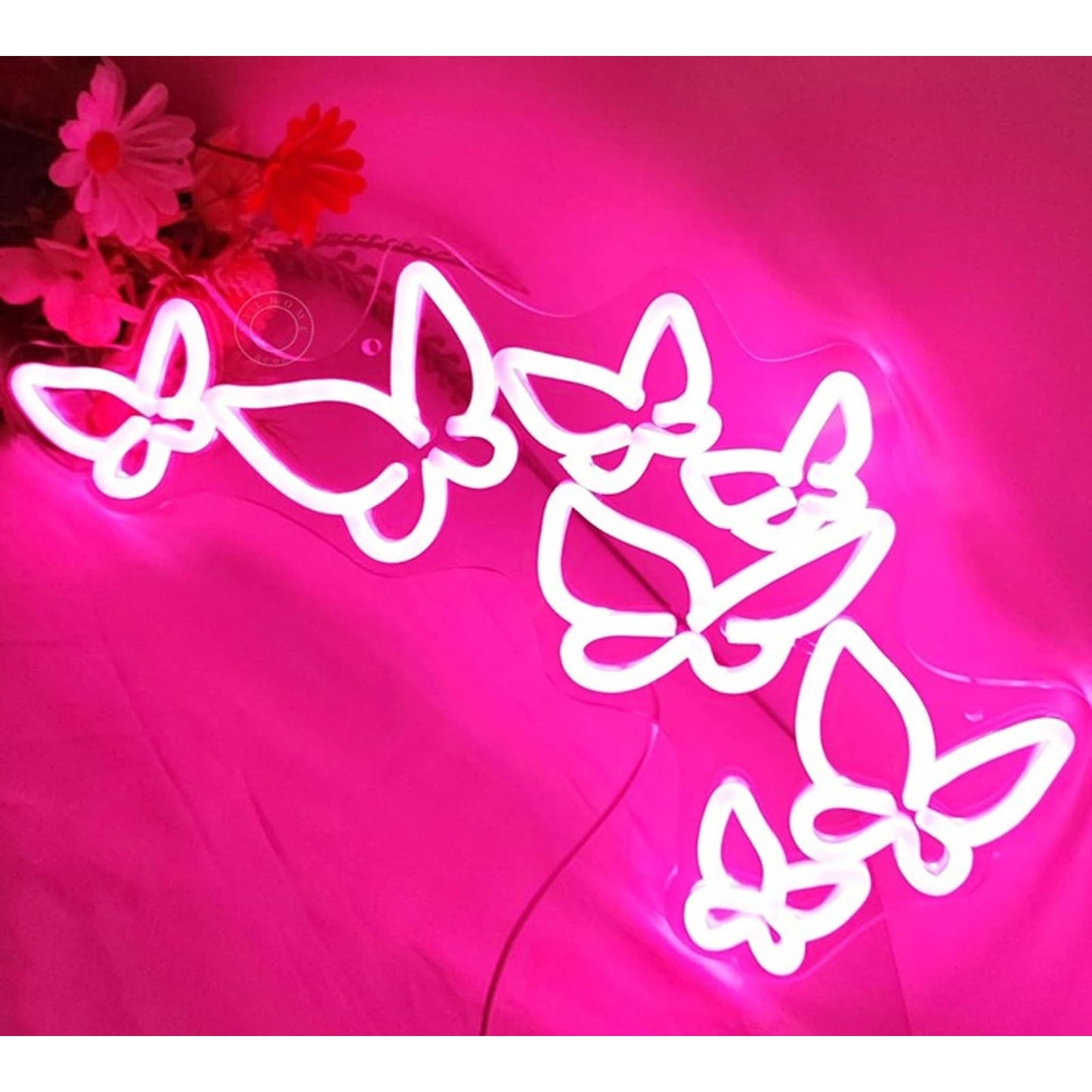 Lovely Bright Pink Butterfly Kaleidoscope LED Night Light Room Wall Decoration