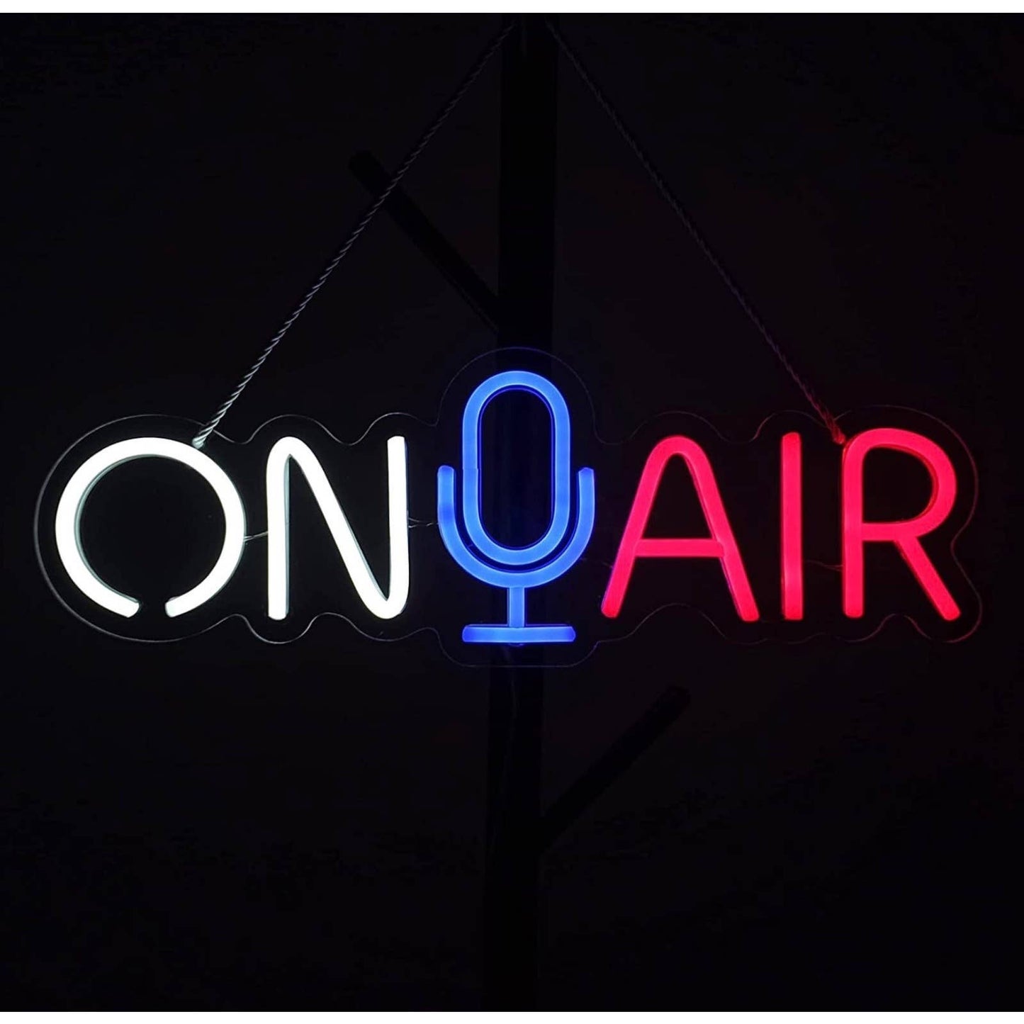 Bright Hanging On Air Microphone LED Studio Streaming Decoration